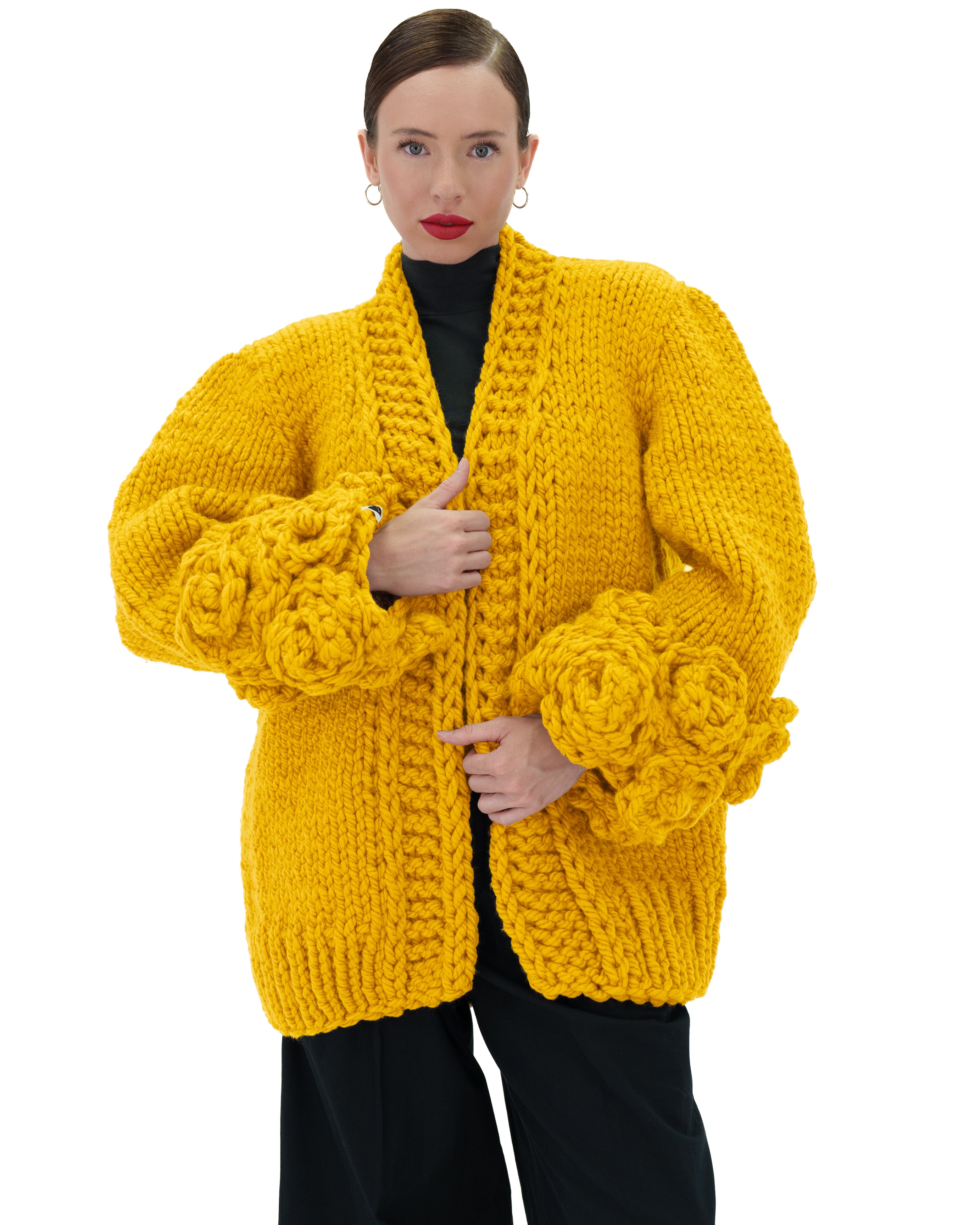 Floral Sleeves Cardigan for Women - Lightweight Open Front Knit Sweater with Floral Embroidery | Perfect for Spring Outfits, Office Wear & Casual Dates