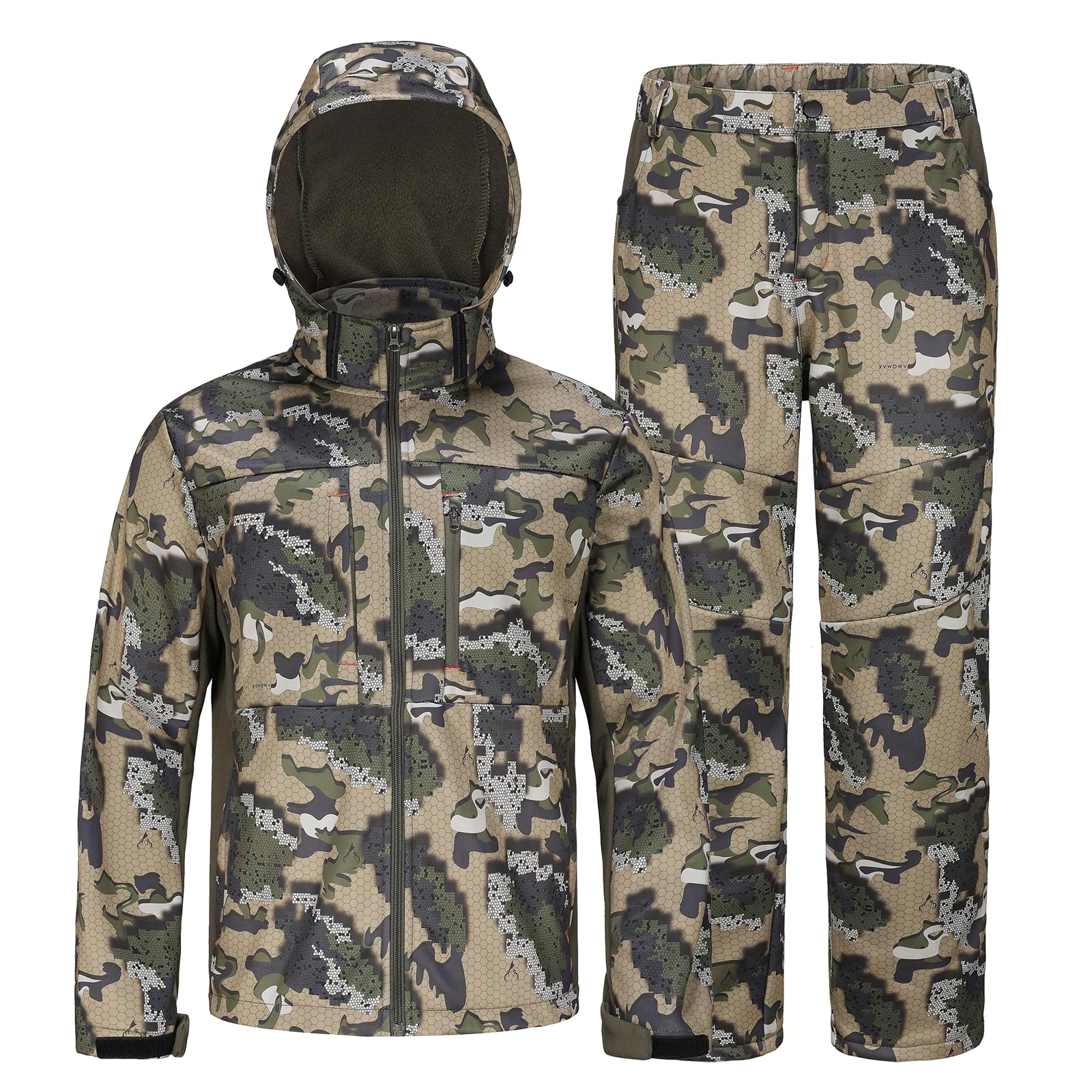UIIHUNT Men's Fleece-Lined Waterproof Silent Hunting Jacket & Pants Set - Safety Strap Compatible for Cold Weather Hunting Gear | Ideal for Deer Hunting, Turkey Hunting & Outdoor Adventures