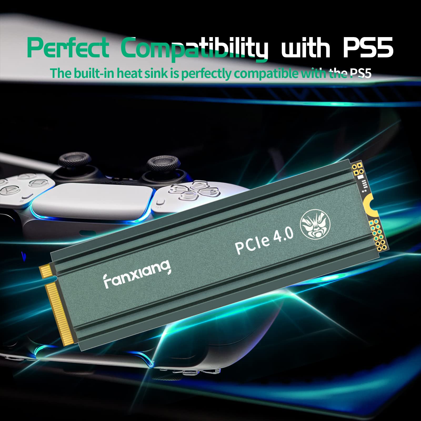Fanxiang S660 2TB NVMe M.2 SSD for PS5 - PCIe Gen4 Internal SSD with Heatsink, 4800MB/s Read Speed, 3D NAND TLC & SLC Cache - Perfect for Gaming, Video Editing & High-Performance Computing