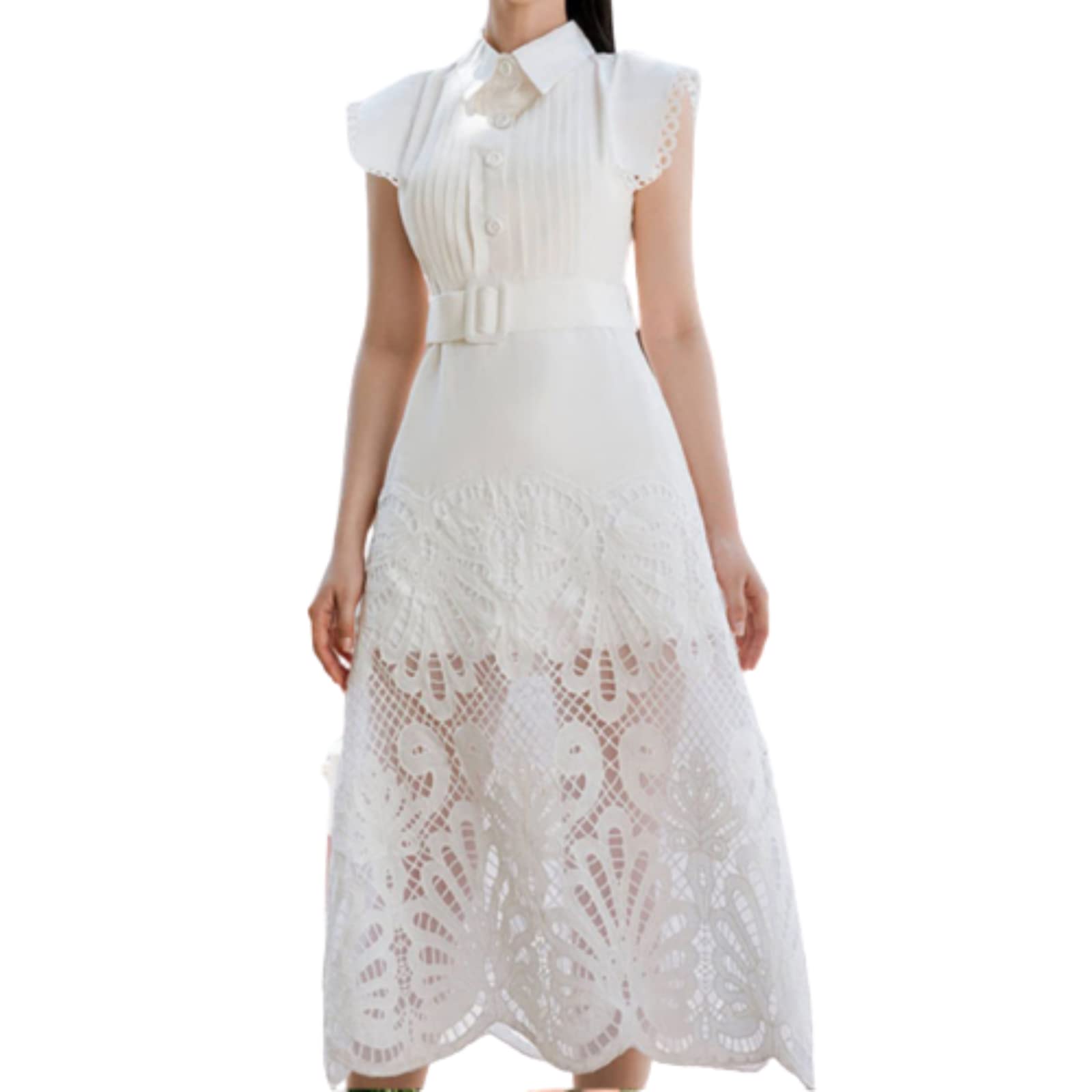 Vintage Lace Summer Dress for Women - Sleeveless Bodycon Dress with Floral Hook Design & Hollow High Waist | Perfect for Weddings, Parties & Date Nights