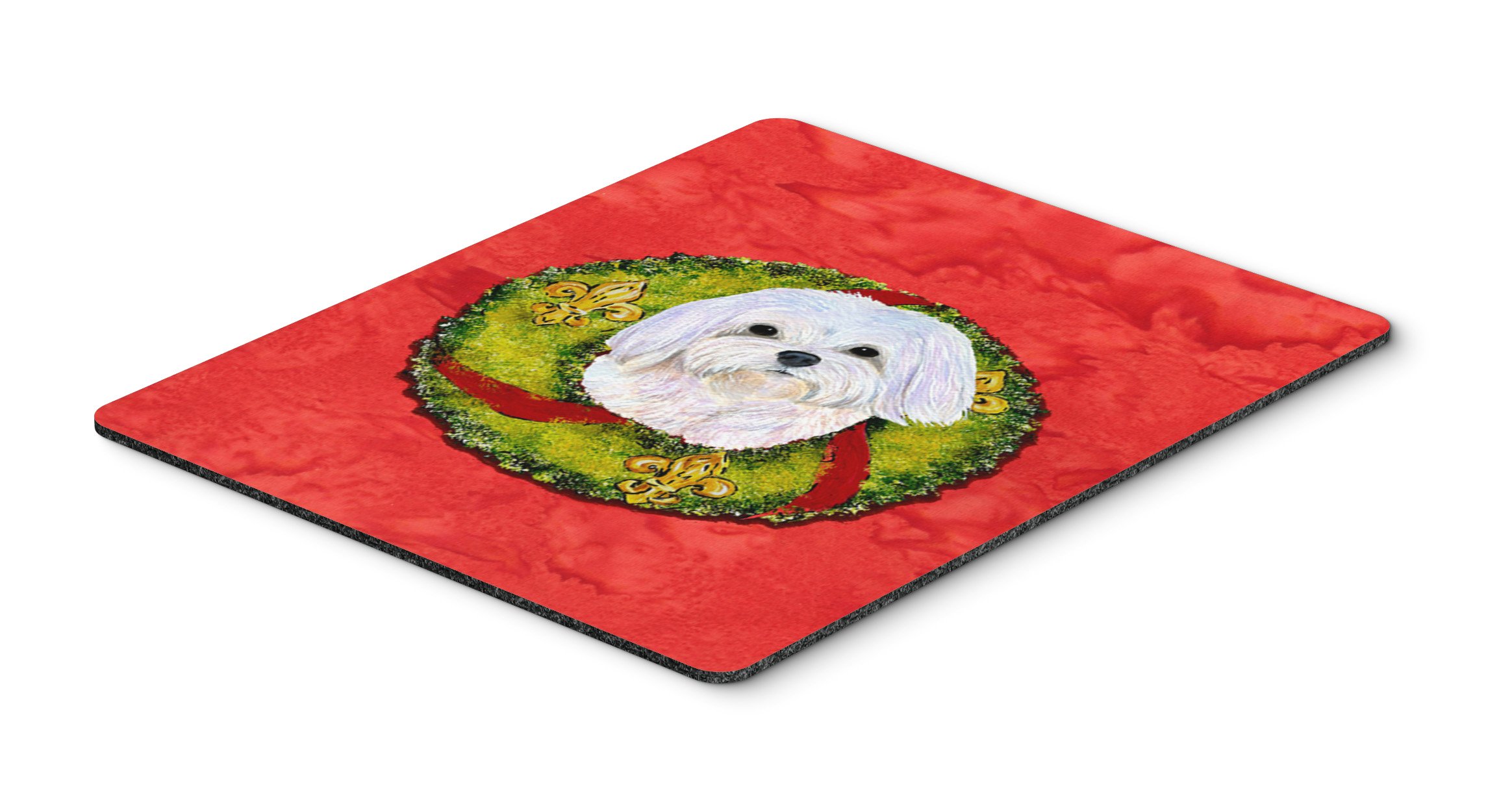 Maltese Christmas Wreath Mouse Pad - Large Washable Non-Slip Desk Mat for Home Office, Gaming & Computer Use | Hot Pad & Trivet for Kitchen | Holiday Decor Gift Idea
