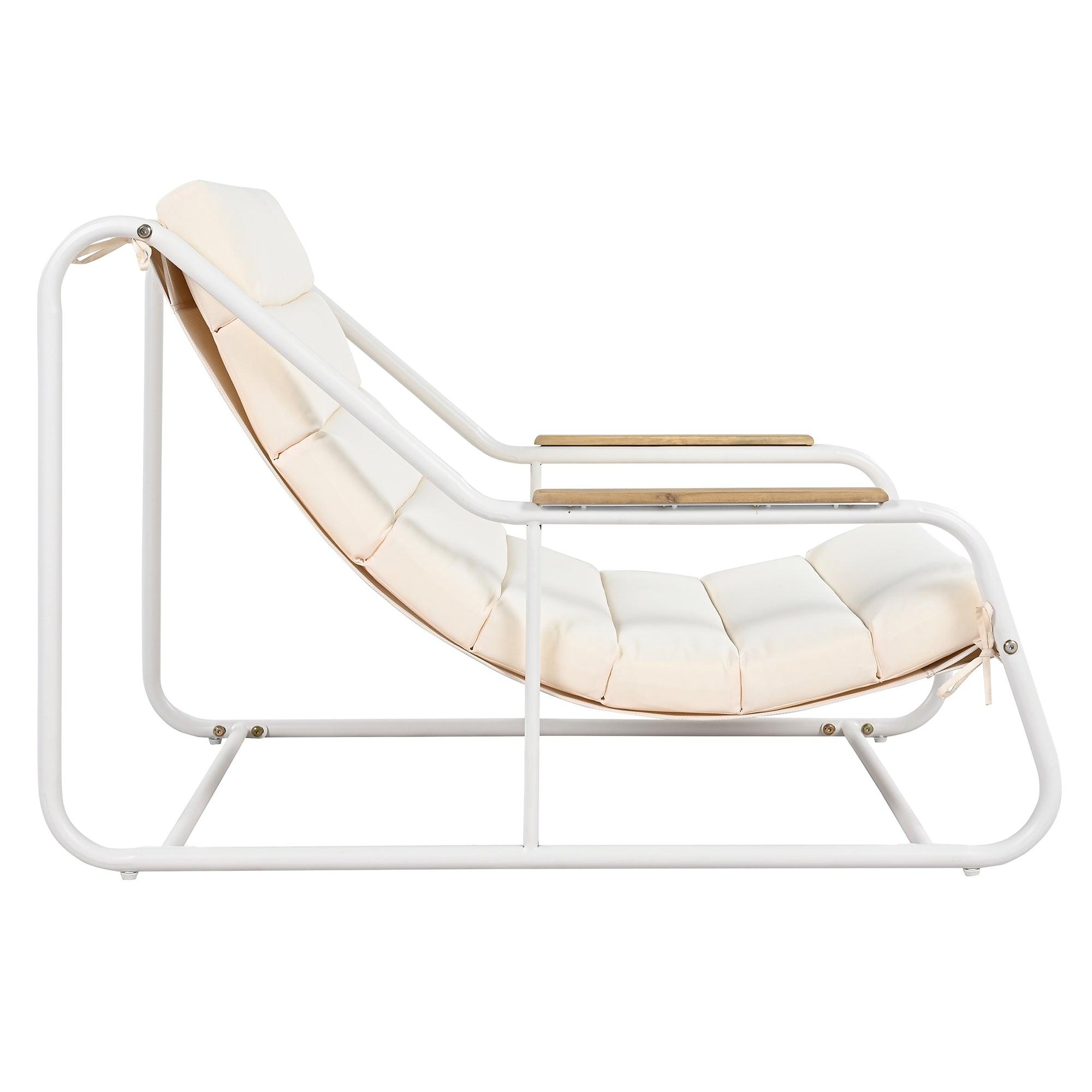 Premium Outdoor Chaise Lounge Chairs Set of 3 with Acacia Wood Side Table - Waterproof & UV Resistant Pool Lounge Chairs for Backyard, Patio, Lawn, Deck, Beach - Perfect for Sunbathing, Relaxing & Outdoor Entertaining