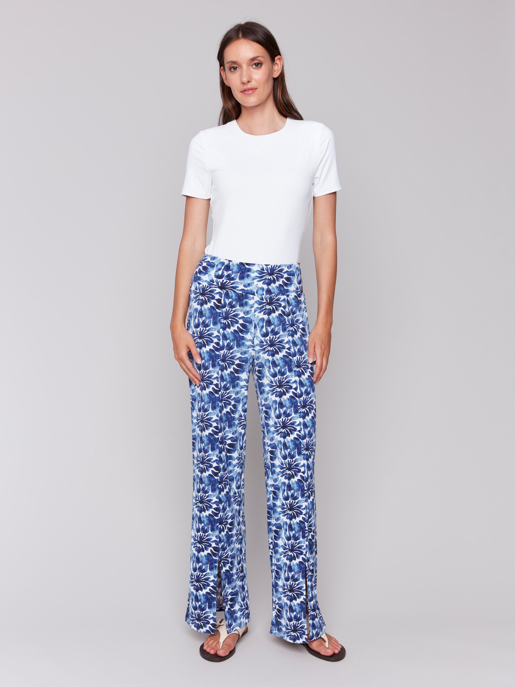 Stylish Wide Leg Pants with Front Slits - Lily | High Waist Flowy Trousers for Women | Perfect for Office, Casual & Evening Wear
