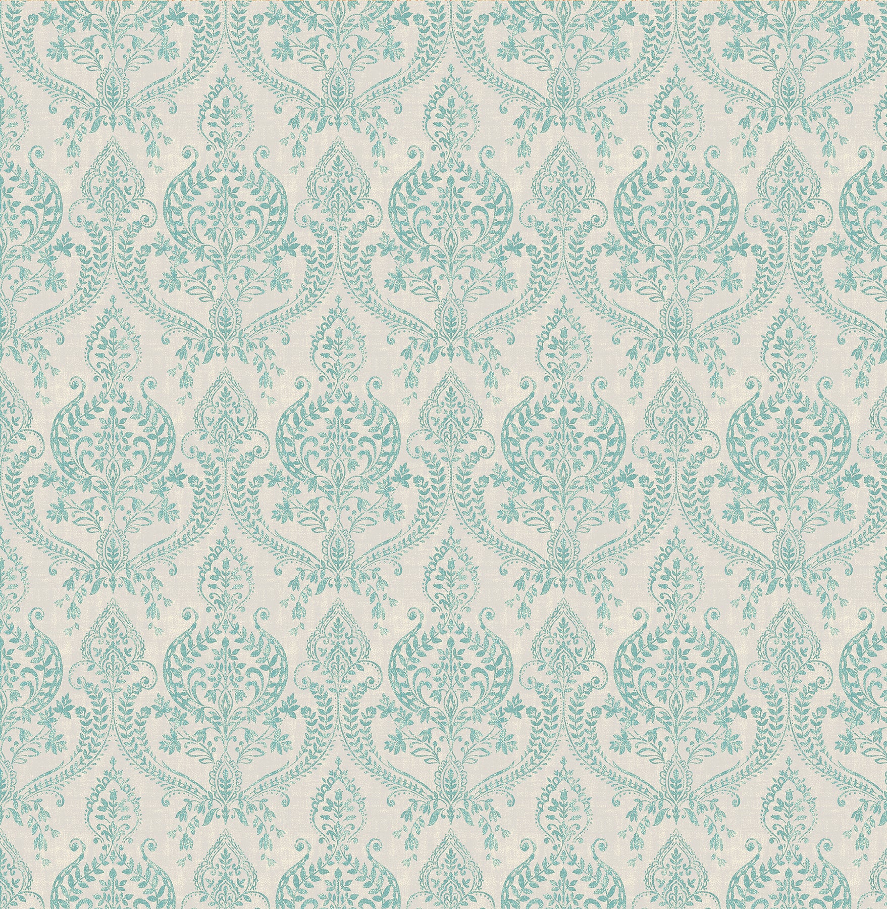 Kismet Turquoise Waverly Petite Damask Wallpaper Roll - Vintage Floral Peel & Stick Wallpaper for Bedroom, Bathroom, Living Room Decor | A Street Prints