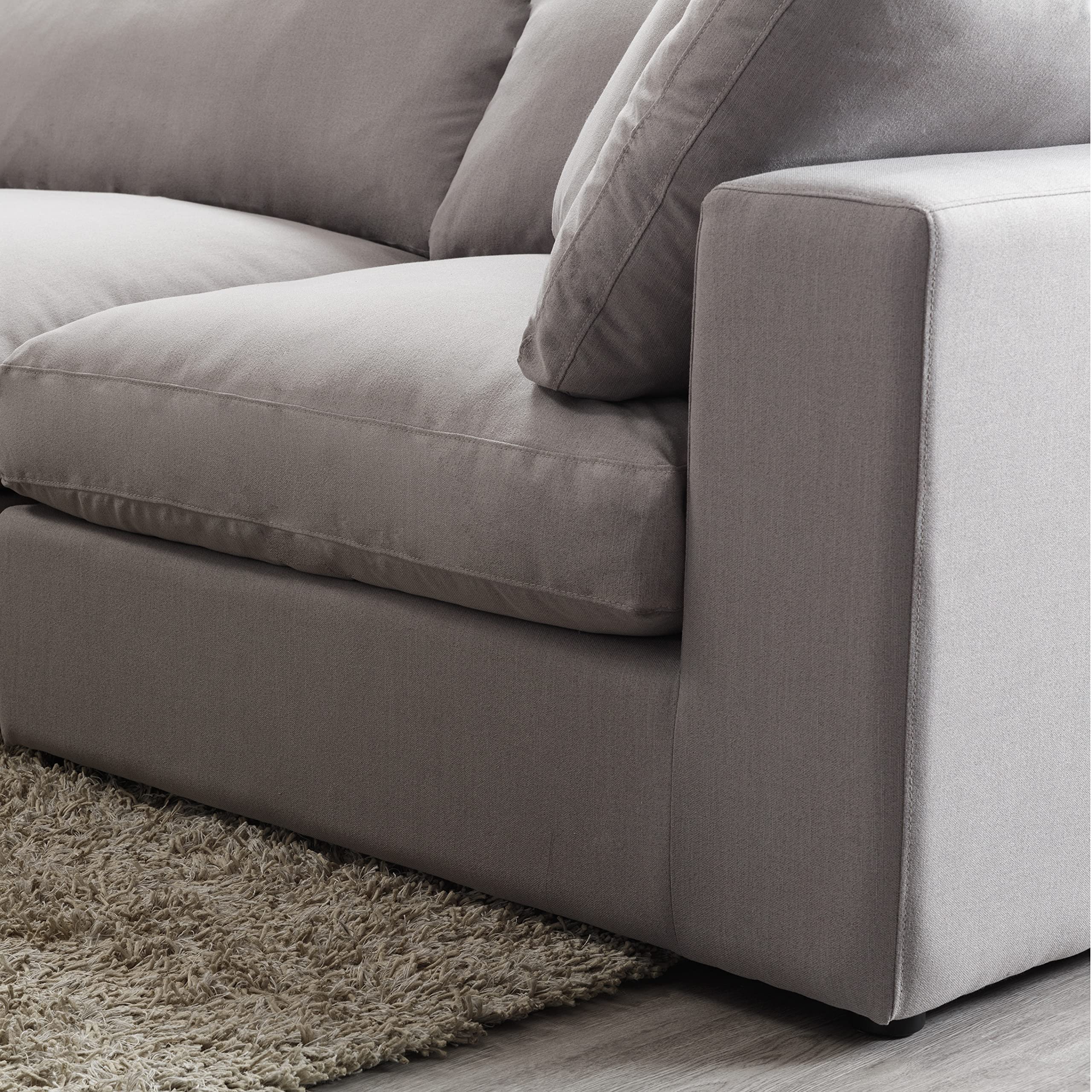 Roundhill Furniture Rivas Contemporary 6-Piece Modular Sectional Sofa with Feather Fill in Graphite - Perfect for Living Room, Family Room and Home Theater Comfort