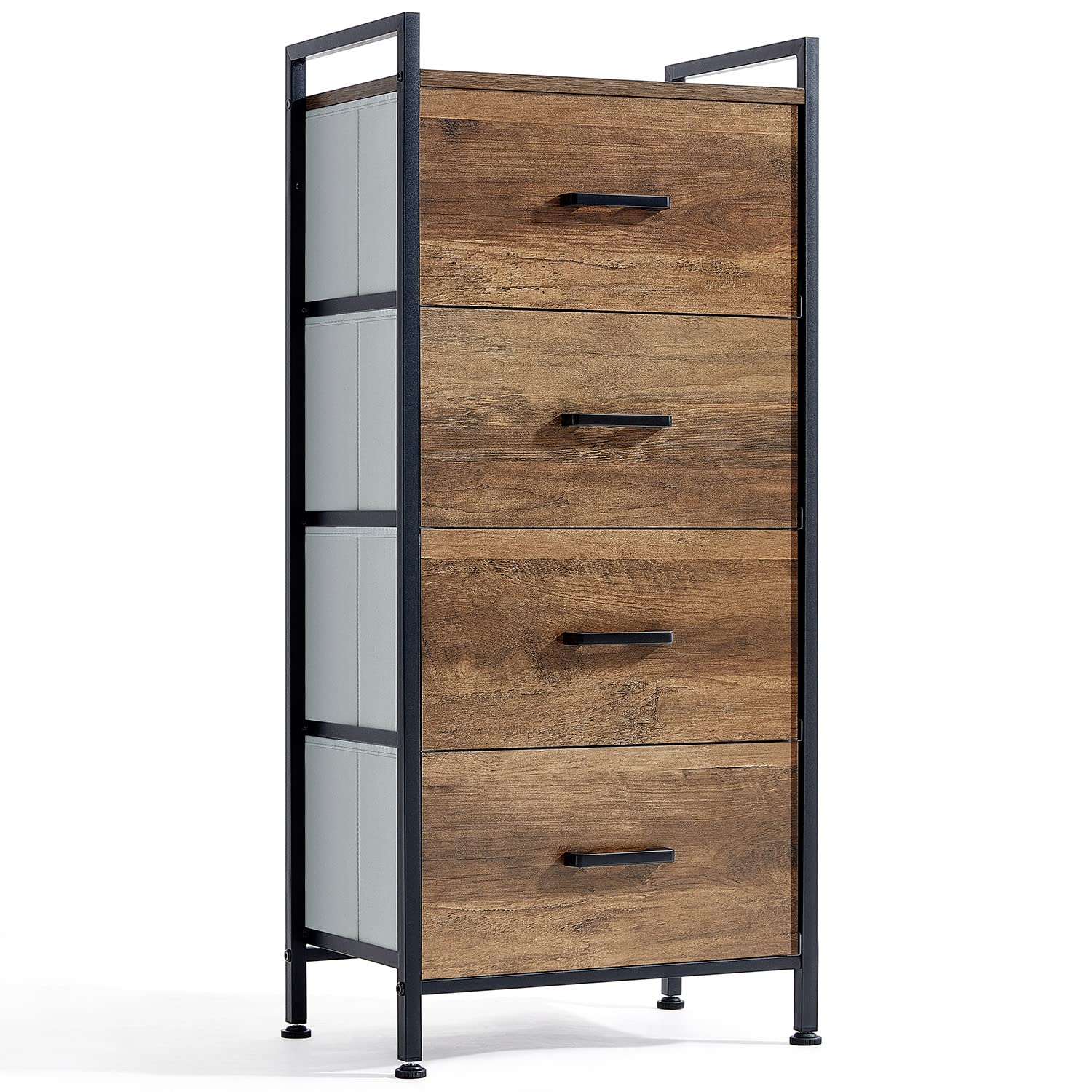 LINSY HOME 4-Drawer Dresser for Bedroom - Tall Storage Dresser with Wood Top & Sturdy Steel Frame - Perfect for Hallway, Entryway, Closet Organization - Modern Tower Organizer Unit for Home & Office Use