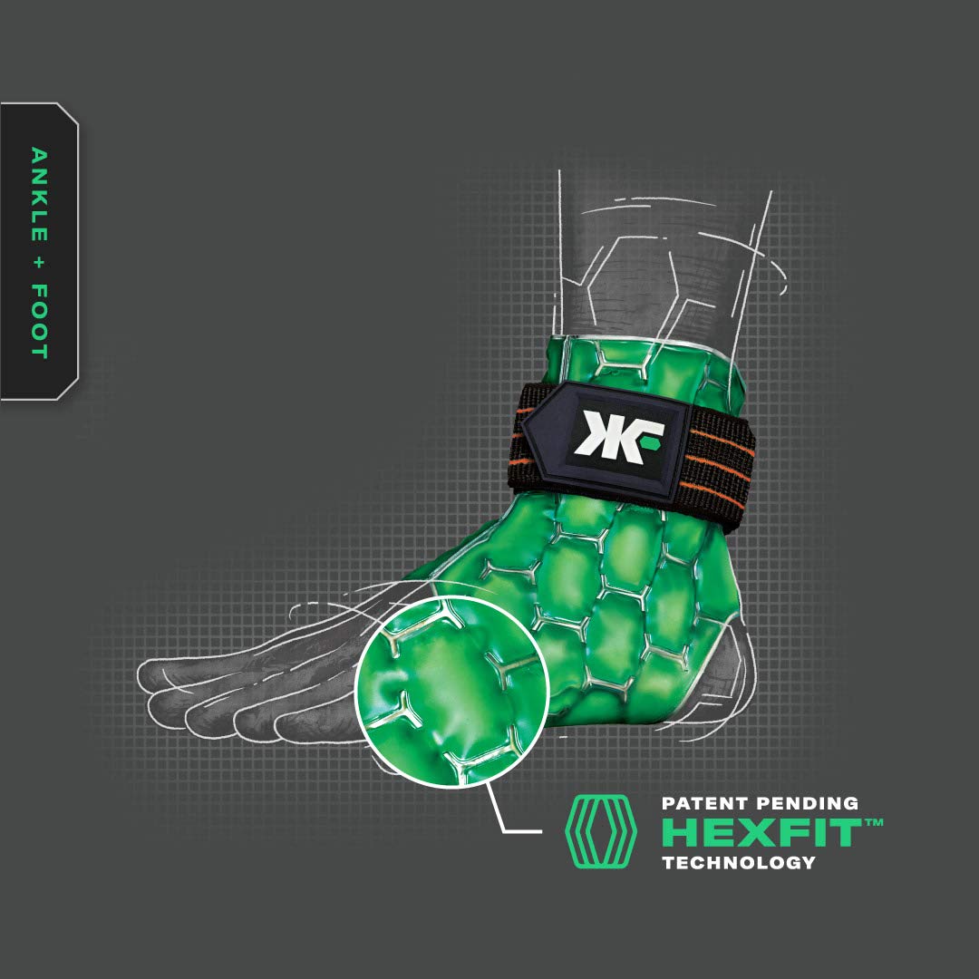 KOOL'N FX Hot & Cold Therapy Gel Pack for Ankle & Foot Pain Relief - Adjustable, Reusable Hexfit Technology - Ideal for Sprained Ankles, Bursitis, Swelling & Sports Injuries - Perfect for Athletes, Runners & Post-Surgery Recovery (Small/Medium)