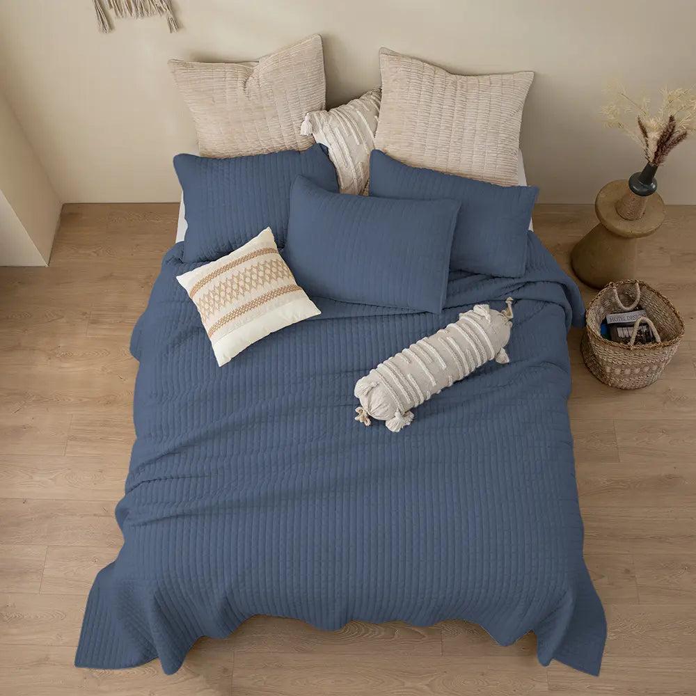 Luxury 3-Piece Cotton Waffle Weave Quilt Set - Soft & Breathable Bedding for All Seasons | Perfect for Master Bedroom, Guest Room & Dorm Decor