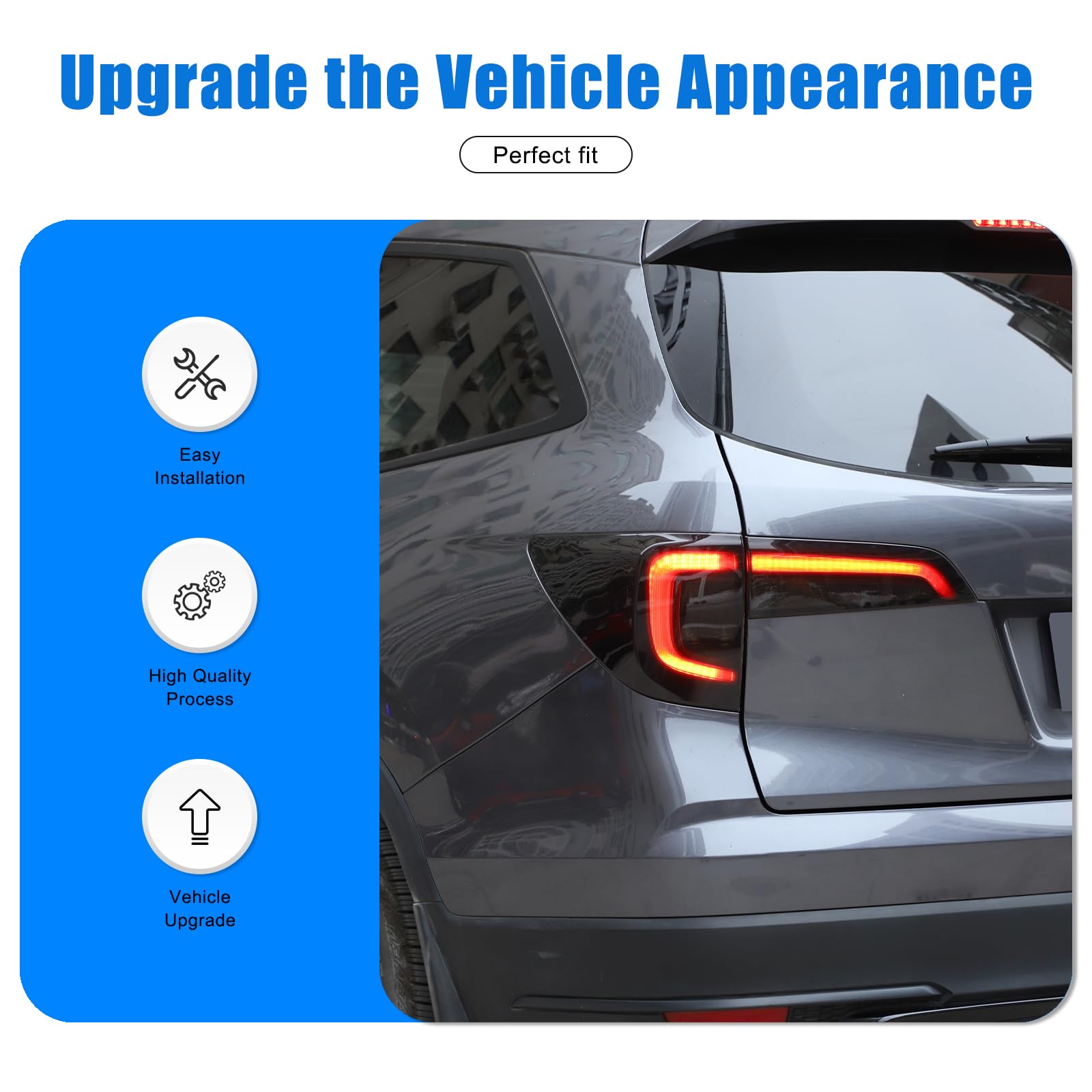 Smoked Tint ABS Tail Light Covers for Honda Pilot 2019-2022 - 4PCS Rear Taillight Guards (Transparent Gray) - Durable Exterior Car Accessories for Night Driving & Enhanced Style
