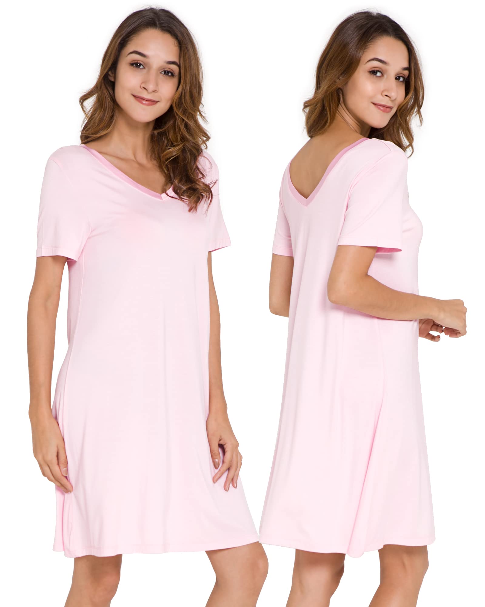 Soft Viscose Bamboo Nightgowns for Women - Plus Size Short Sleeve Sleepwear S-4X | Comfortable Pajama Shirts for Relaxing at Home & Summer Nights