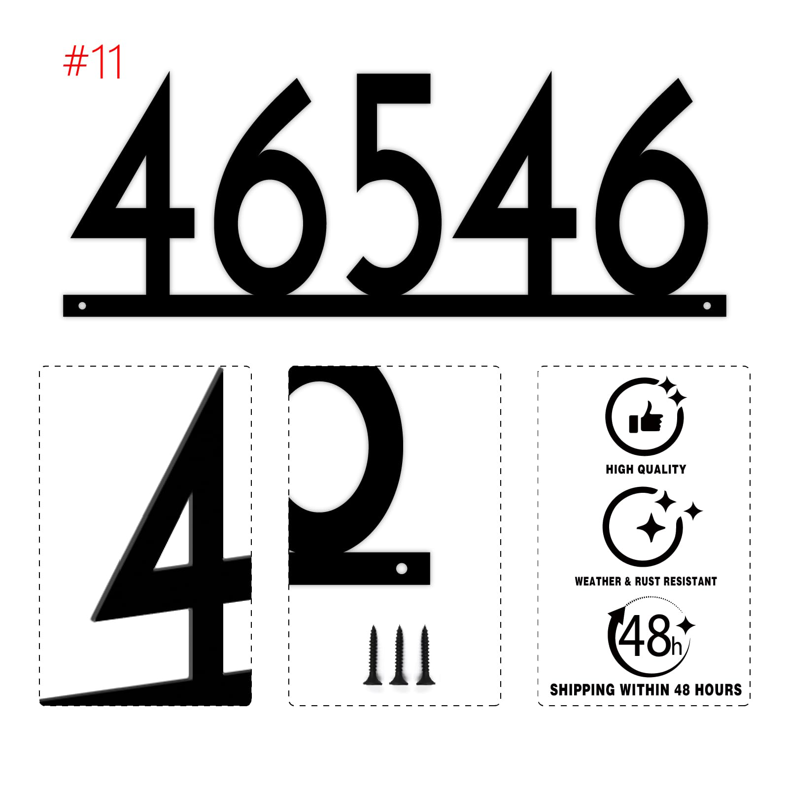 Custom Metal House Numbers for Outdoor Use - Personalized Address Plaques for Homes, Offices & Businesses | 15 Modern Font Styles | Weatherproof & Rustproof Metal Numbers | Perfect for Front Door, Mailbox & Driveway Signage