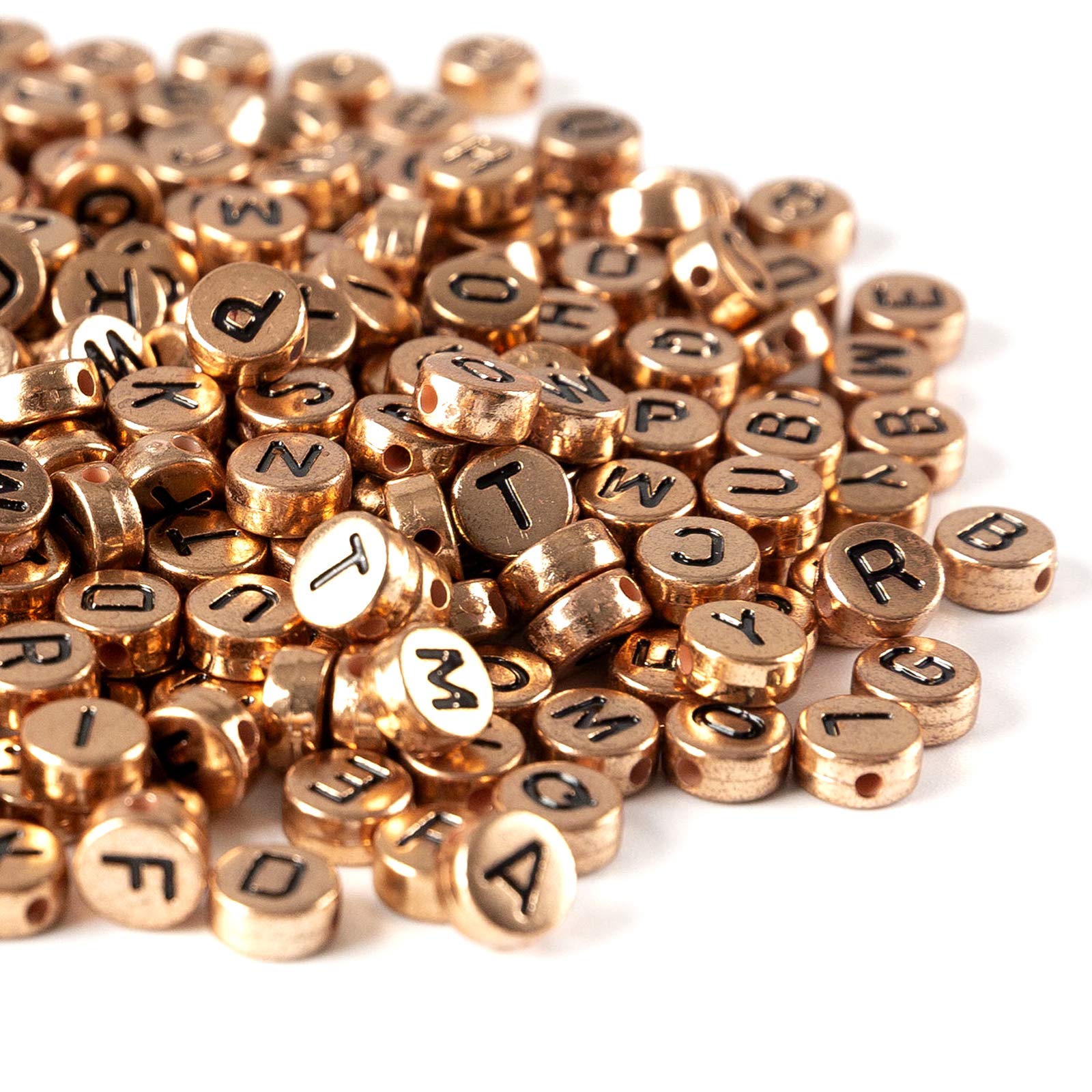 600Pcs 7x4mm Rose Gold Round Acrylic Letter Beads for DIY Jewelry Making - Alphabet Beads for Bracelets, Necklaces, Keychains - Perfect for Crafts, Gifts & Personalized Jewelry Designs