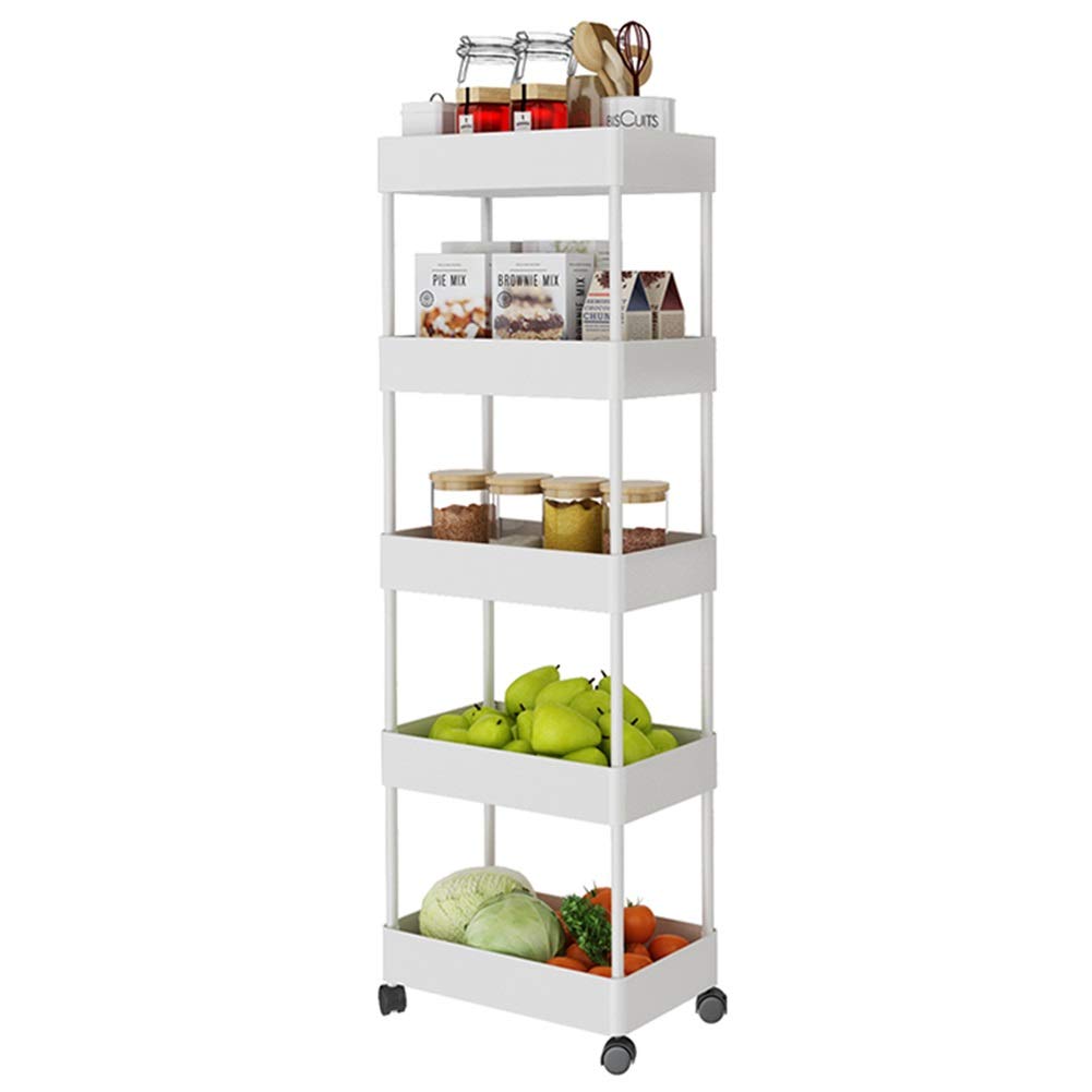9 Inch Wide Gap Kitchen Slim Slide Out Storage Tower Rack - Japanese Style Extra Tall Rolling Cart with Wheels - White Organizer for Indoor & Outdoor Use - Perfect for Small Spaces, Pantry Organization & Mobile Kitchen Storage