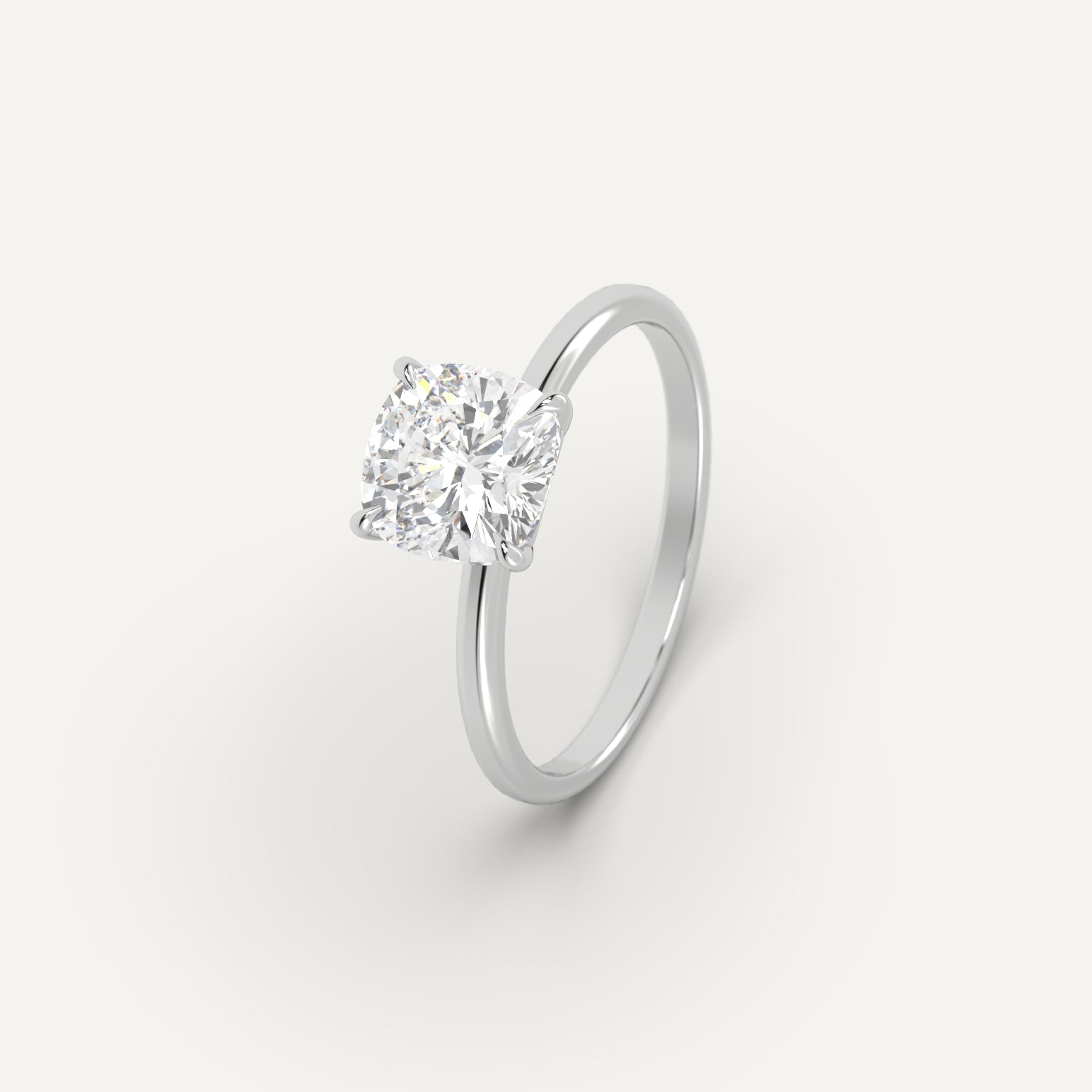2 Carat Cushion Cut Diamond Engagement Ring - 14K White Gold Solitaire Wedding Band for Women - Perfect for Proposals, Anniversaries & Special Occasions