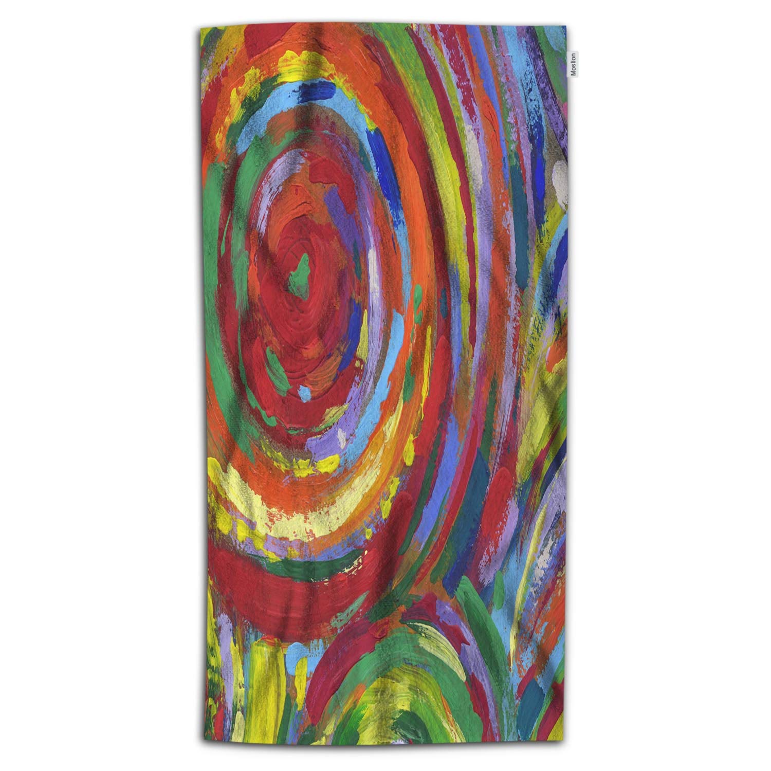 Moslion Abstract Art Bath Towels Set - 64x32 Inch Soft Polyester Microfiber, Colorful Rainbow Design for Bathroom & Hand Towel - Modern Decorative Towels for Spa, Guest Bath, Beach & Pool Use