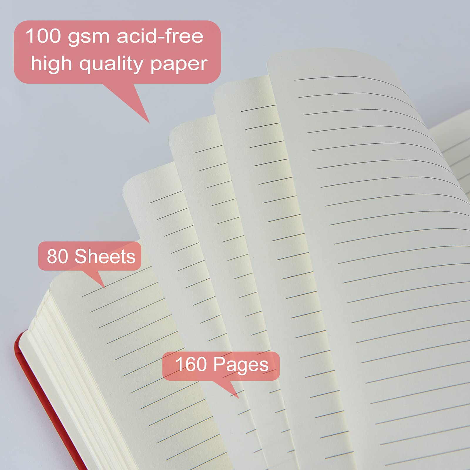 Coopay 24 Pack A5 Lined Hardcover Leather Journals - 160 Pages, 100GSM Thick Paper, 8.3