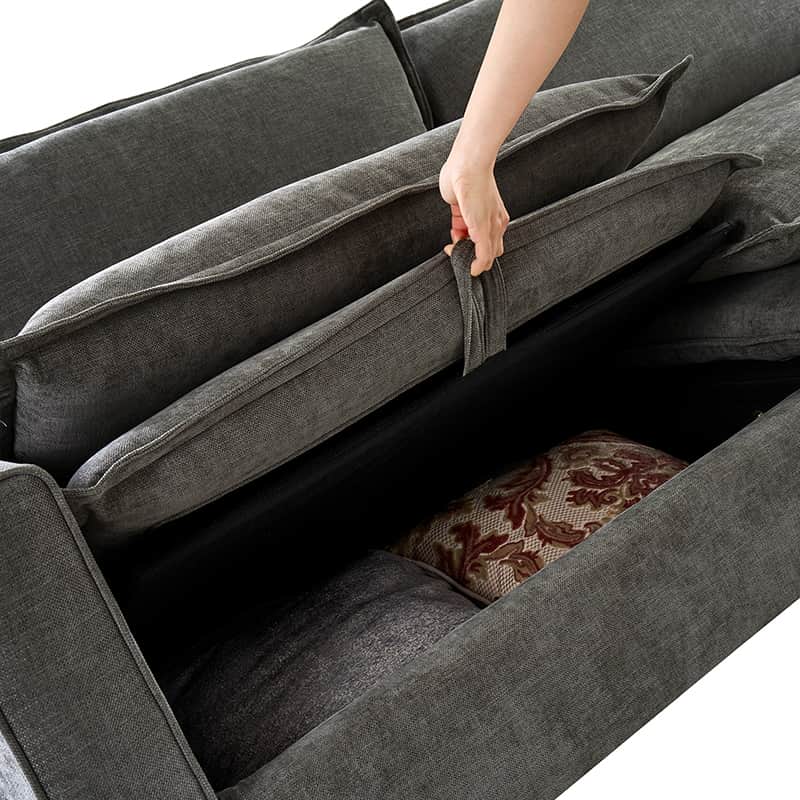 Comfortable Storage Sofa with Dual Layer Cushions & Wide Armrests - Perfect for Living Room, Bedroom, and Small Space Relaxation