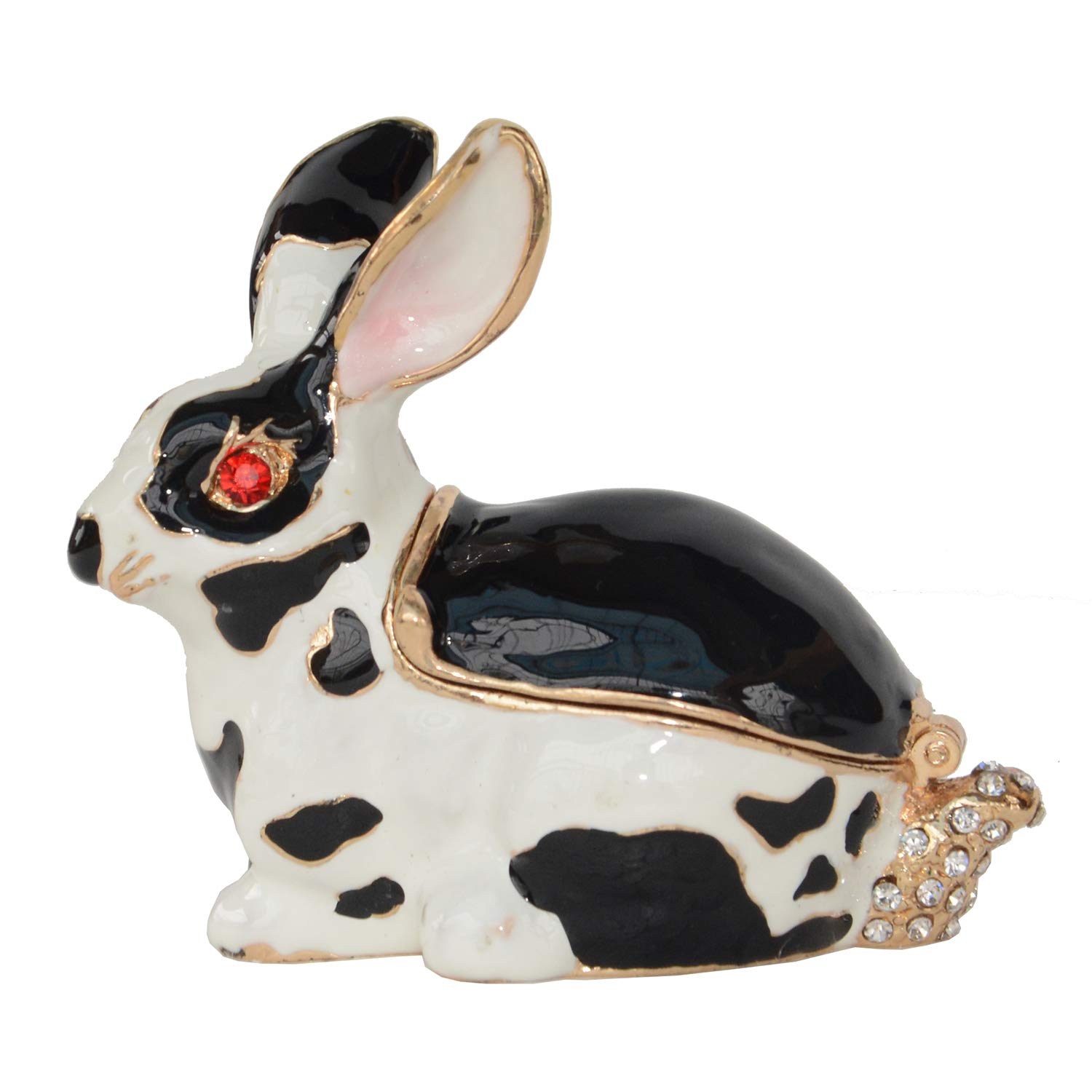 Hand-Painted Rabbit Trinket Box - Hinged Lid Jewelry Storage for Rings & Earrings - Farm Animal Decorative Collectible - Perfect for Bedroom Dresser, Gift Giving & Home Decor