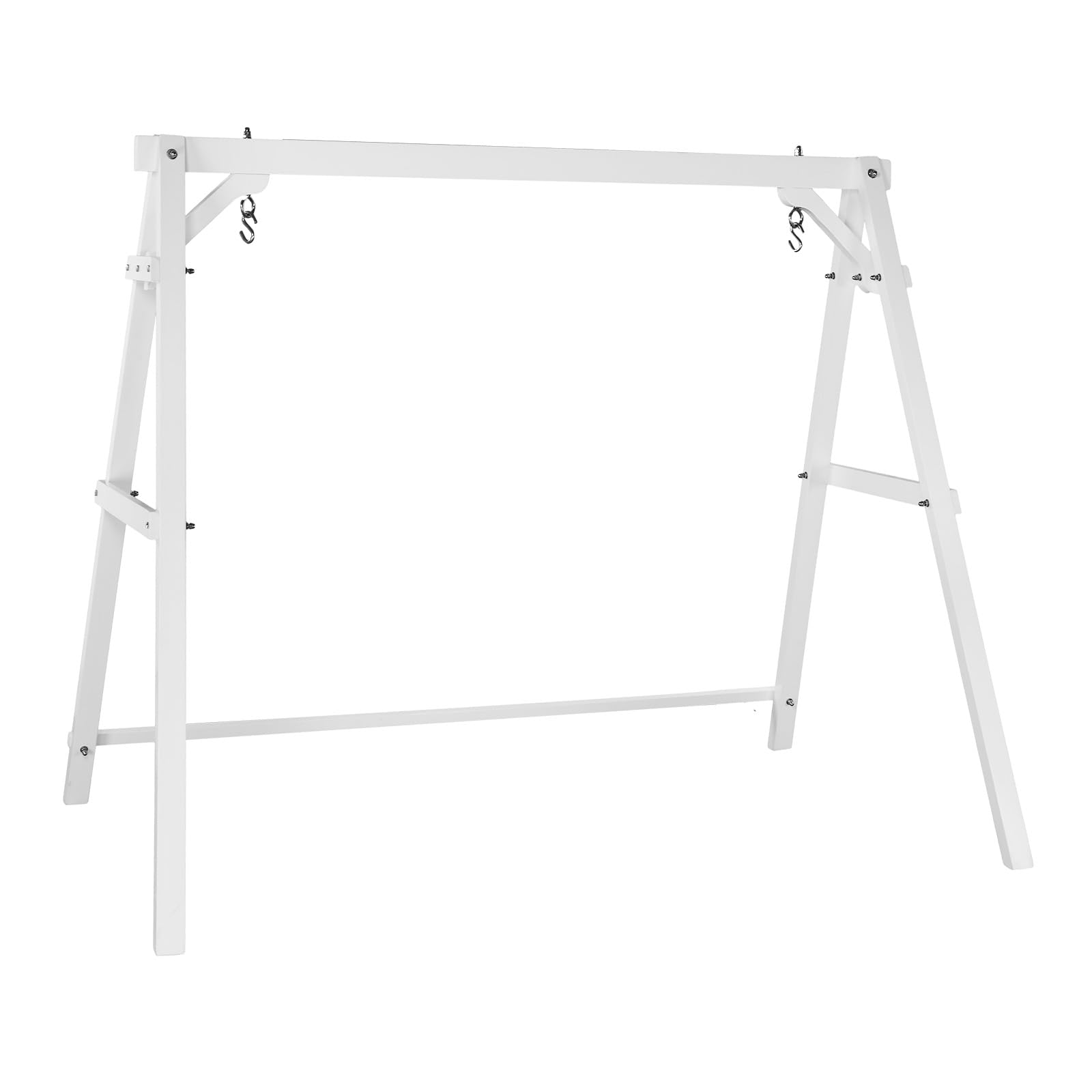 VINGLI Heavy Duty 660 LBS Capacity Wooden Swing Frame with Reinforced Bottom Connection Board - Sturdy A-Frame Porch Swing Stand for Indoor & Outdoor Use (White) | Perfect for Backyard, Garden, Patio, and Porch Relaxation