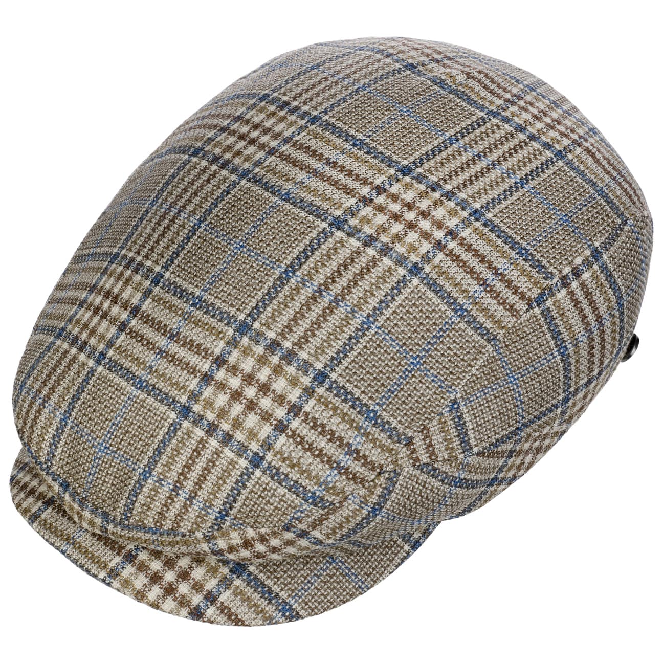 Lierys Glencheck Driver Flat Cap - Classic Wool Newsboy Hat for Men | Perfect for Driving, Golf, and Casual Outfits
