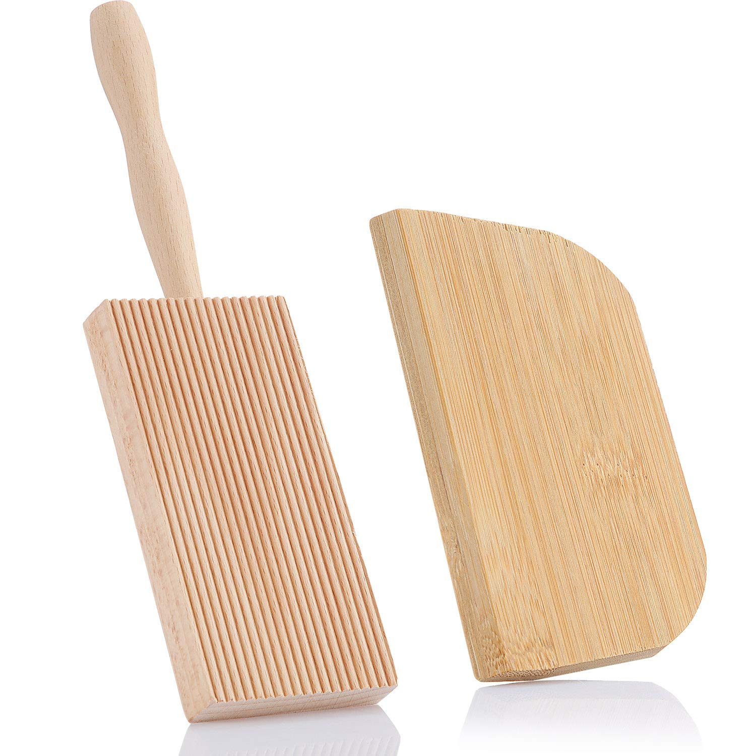 8 Inch Beechwood Gnocchi Paddle with Dough Scraper - Premium Kitchen Tool for Making Homemade Pasta, Dumplings & Gnocchi - Perfect for Italian Cooking & Baking Enthusiasts
