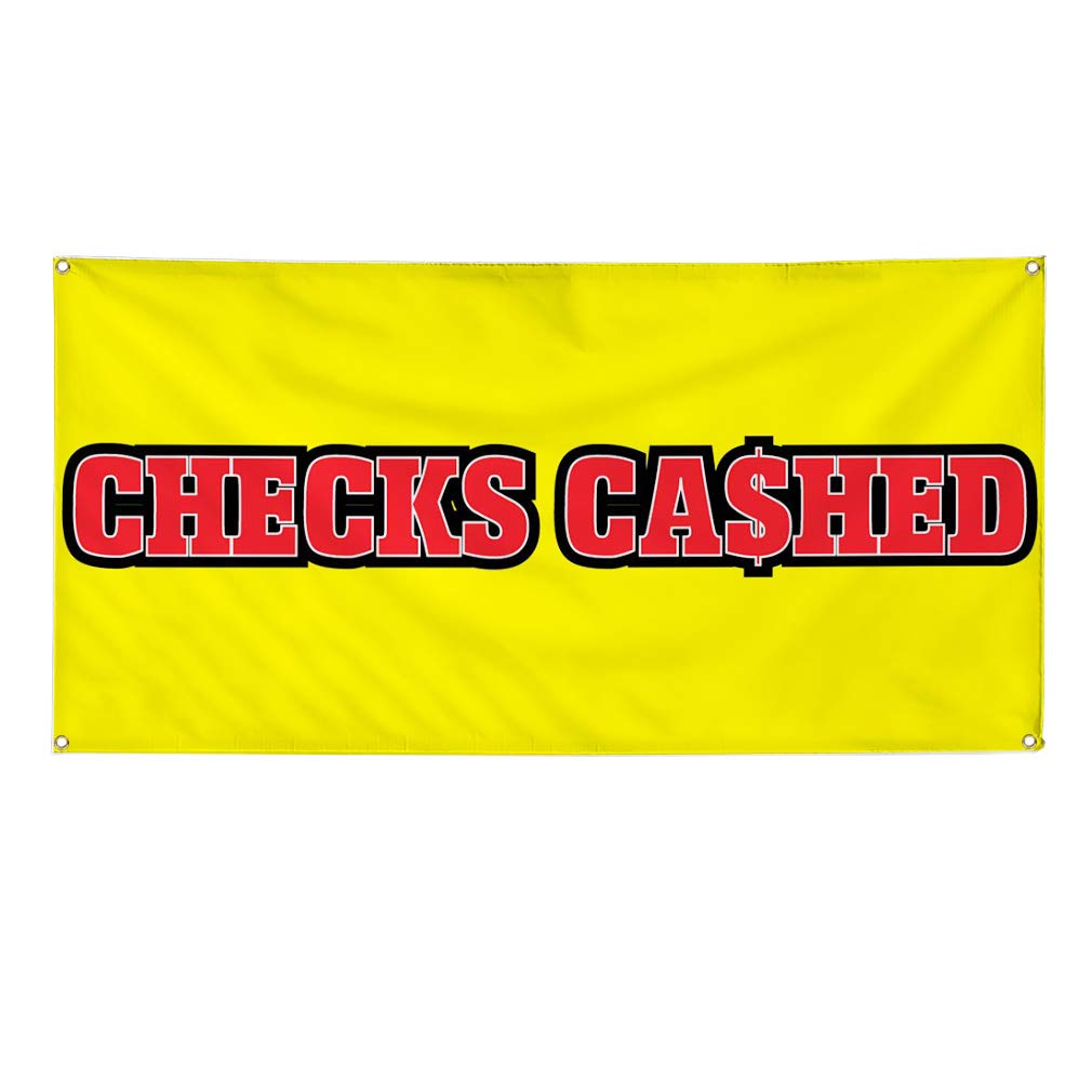 Custom Vinyl Banner 48x96 Inches - Weatherproof, Durable Outdoor Business Sign with 8 Grommets (Multiple Sizes Available) - Perfect for Yard Signs, Checks Cashed Businesses & Industrial Advertising