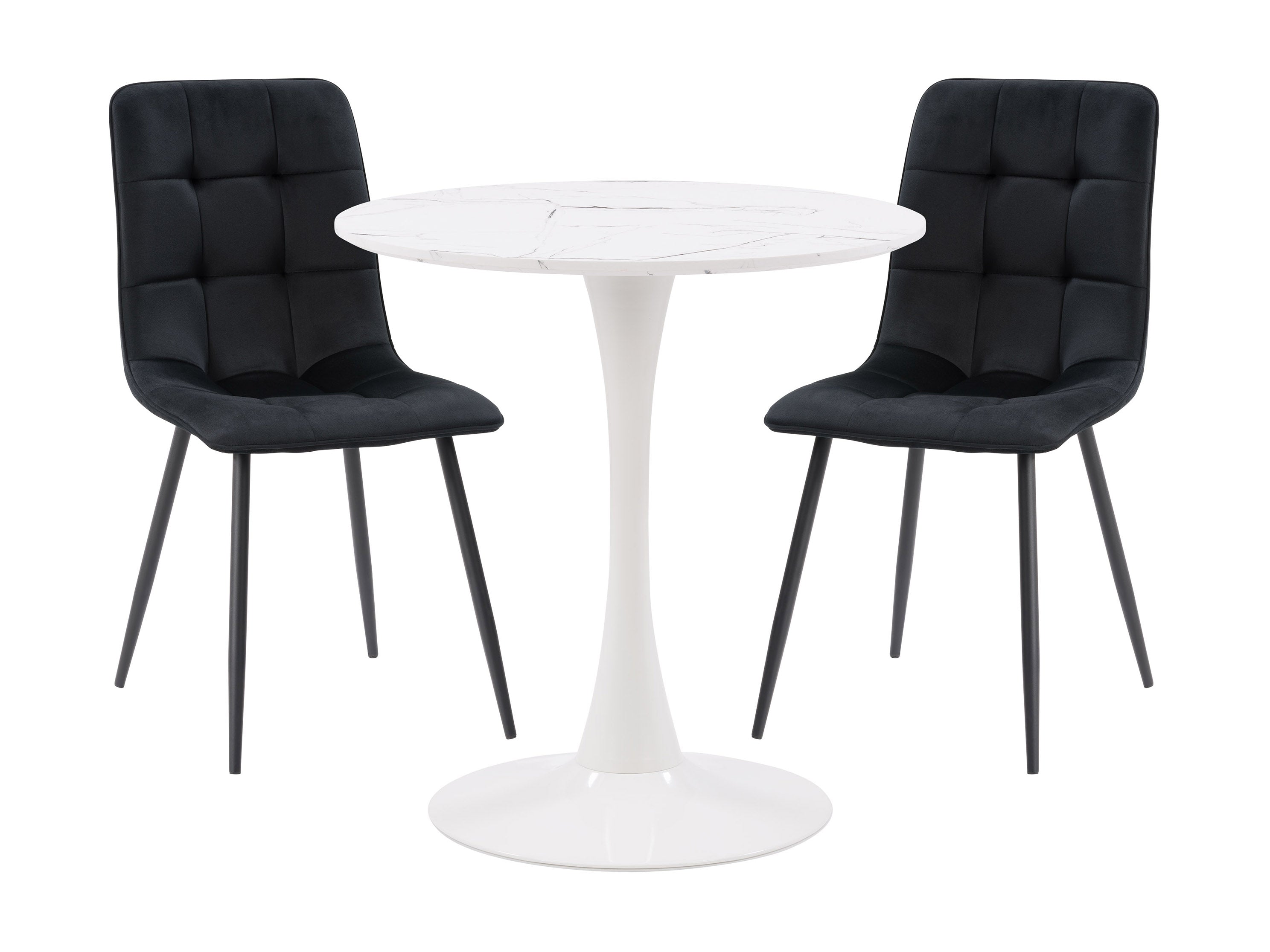 Black 3-Piece Bistro Dining Set for Patio, Garden or Balcony - Outdoor Cafe Table and Chairs Set with Metal Frame - Perfect for Small Spaces, Breakfast Nook or Coffee Corner