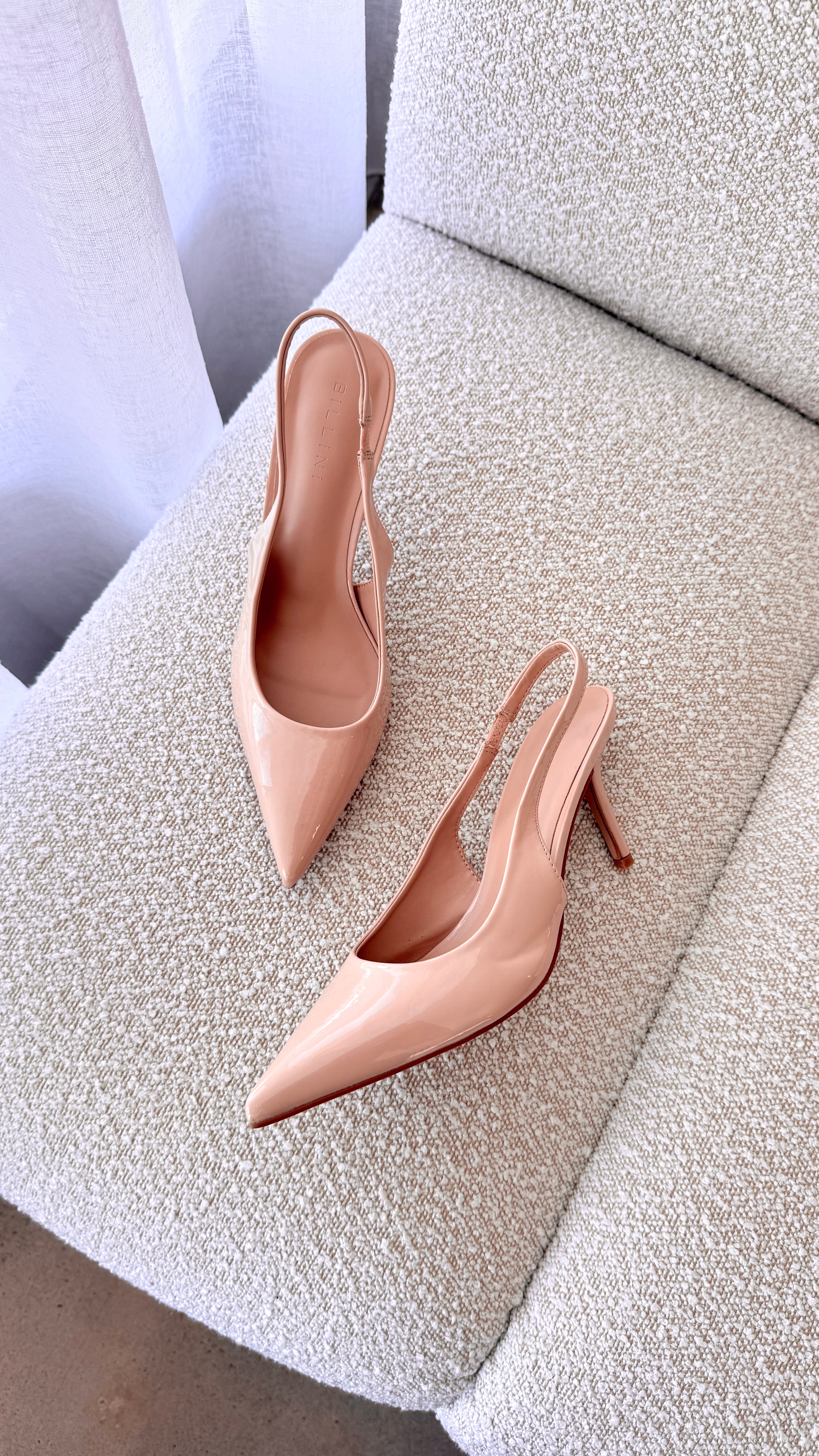 Blondie Heels - Nude Patent Leather High Heels for Women | Elegant Dress Shoes for Parties, Weddings & Evening Events