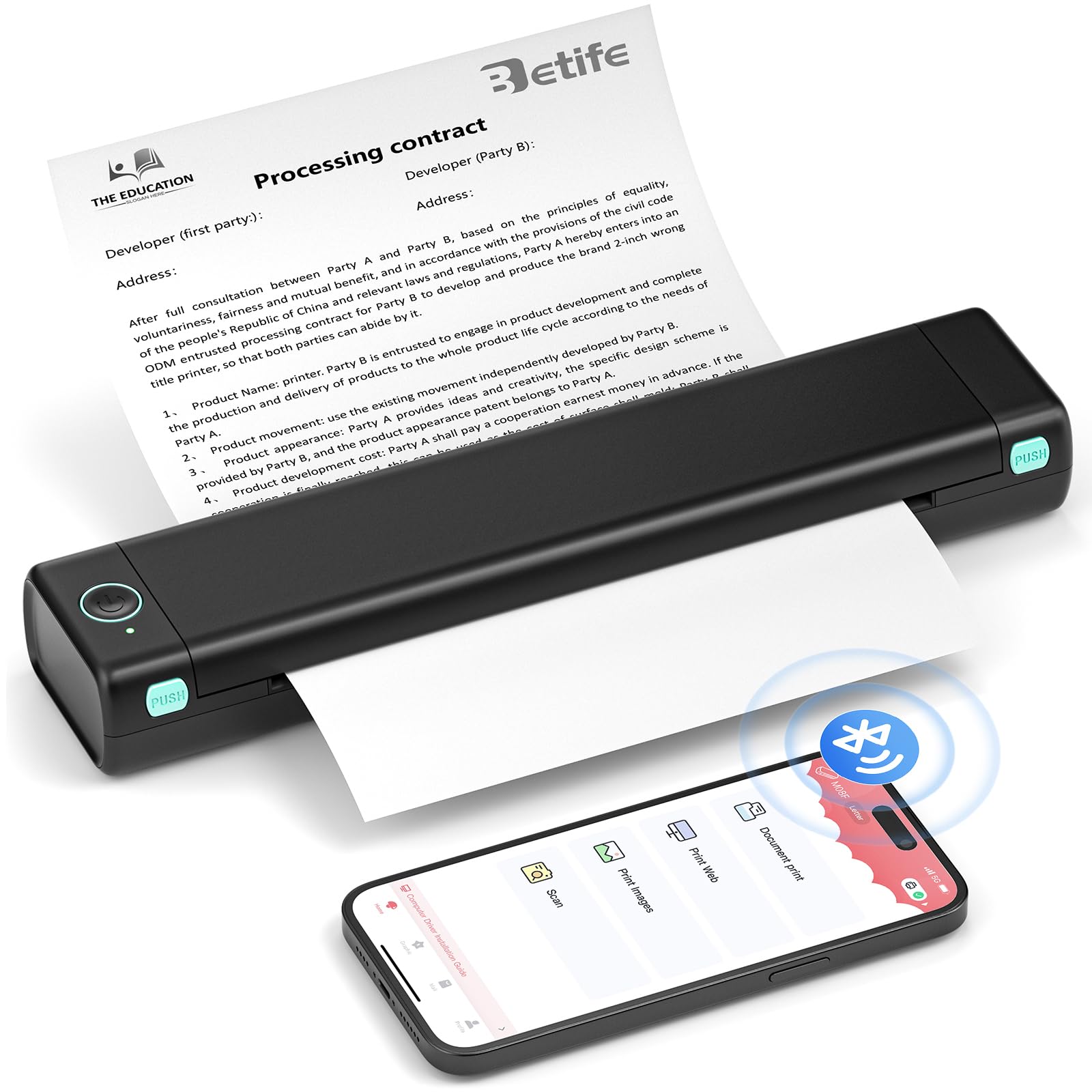 Wireless Portable Thermal Printer M08F - Bluetooth Inkless Travel Printer with Carrying Case, 8.5x11