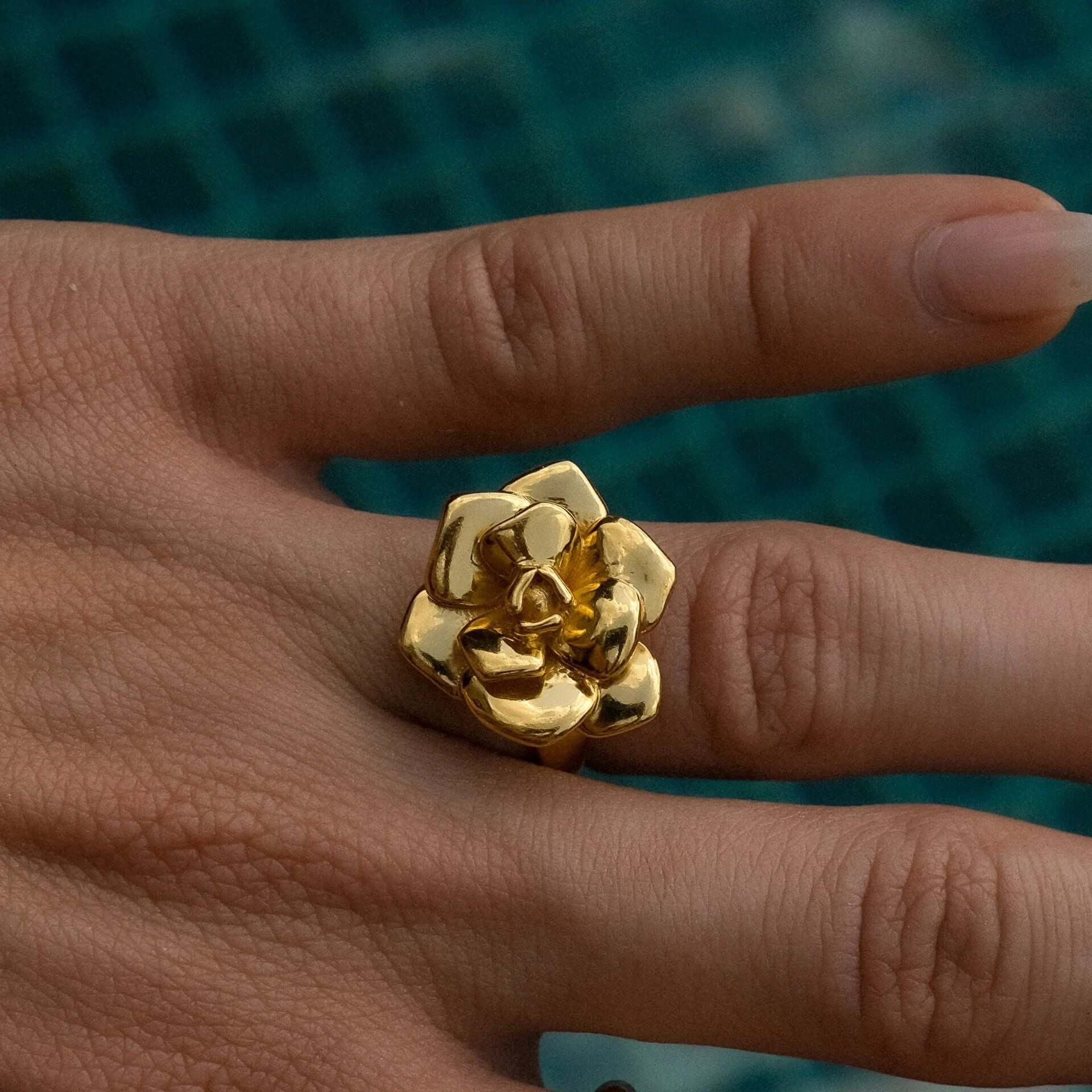 Camellia Flower Pinky Ring | JDR5008 - Elegant Floral Jewelry for Women, Perfect for Weddings, Parties & Gifts