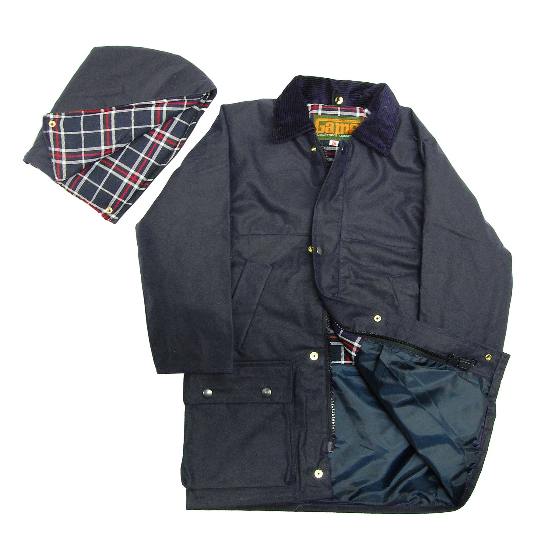 Kids Quilted Wax Jacket Navy - Waterproof Outdoor Coat for Boys & Girls