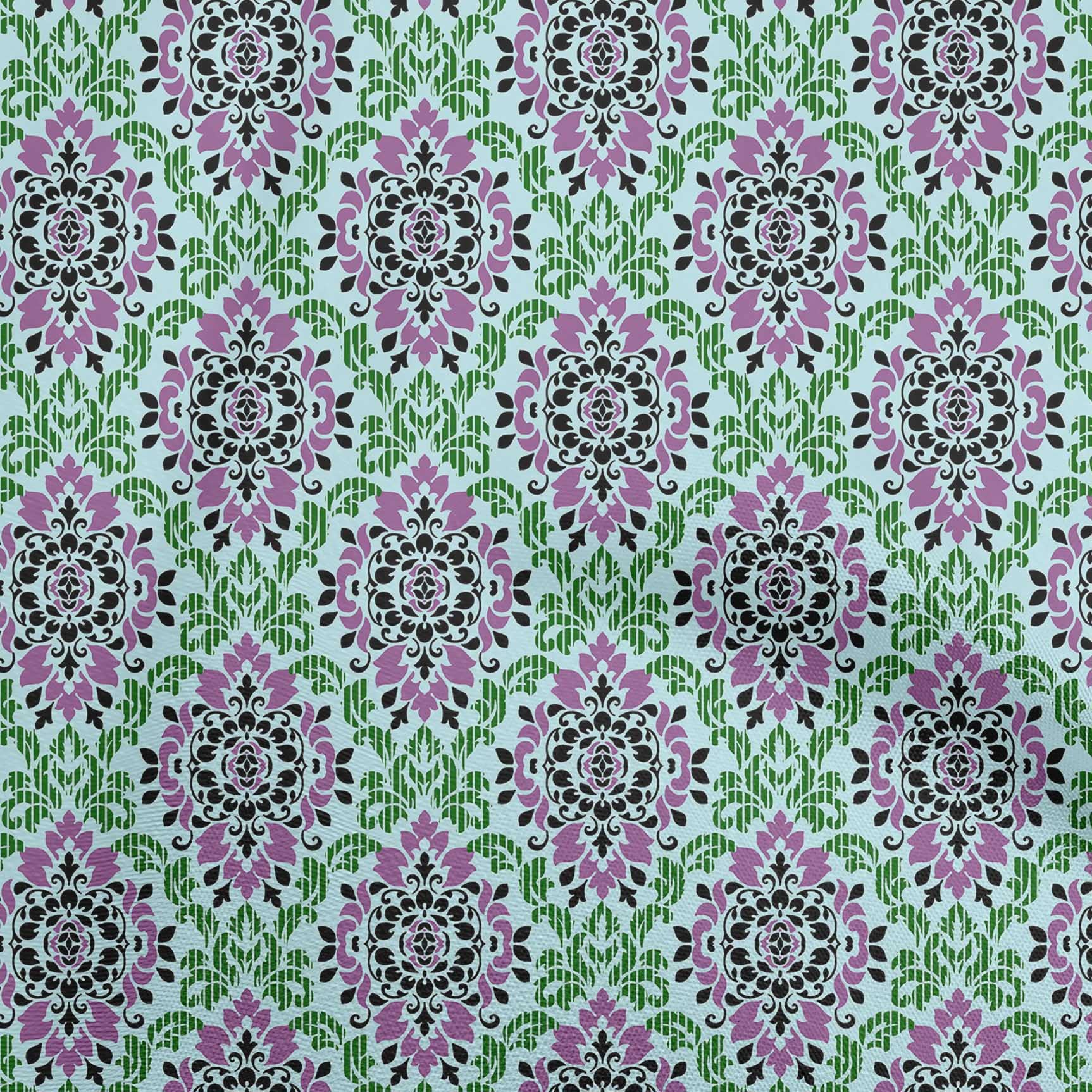 oneOone Polyester Spandex Light Blue Damask Fabric - 56 Inch Wide for DIY Clothing, Quilting & Home Decor Projects | Premium Printed Fabric by the Yard for Dresses, Curtains & Crafting