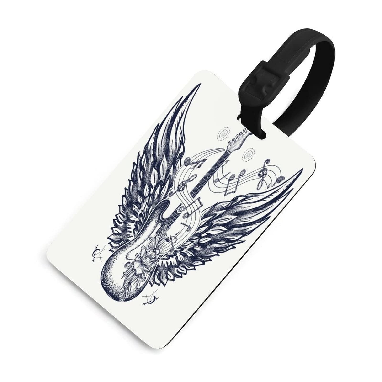 Guitar Wings Music Luggage Tags - Durable Business Card Holder & Travel ID Bag Tag for Musicians | Perfect for Guitar Cases, Backpacks, and Suitcases