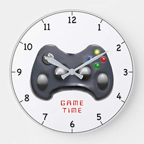 EnjoyHome 10 Inch Wooden Wall Clock - Video Gamer Gift, Kids Room Decor, Nursery & Playroom Clock - Perfect for Bedrooms, Game Rooms & Teen Spaces