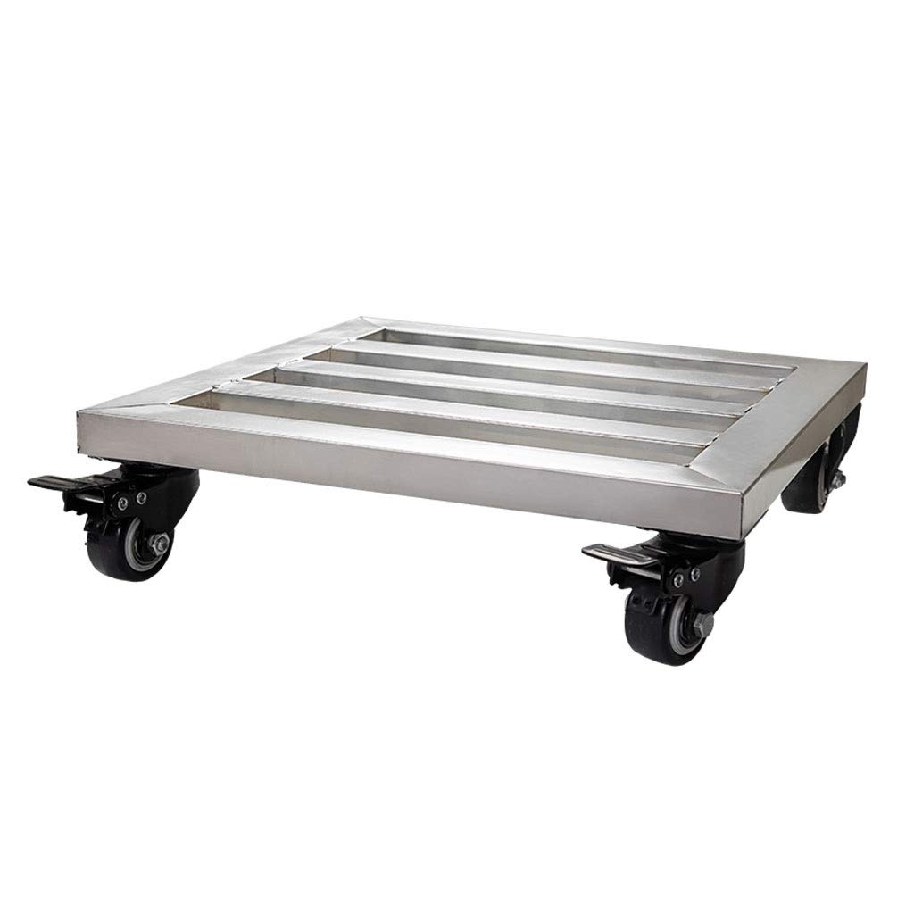 HEAYU White Metal Plant Caddy - Heavy Duty Stainless Steel Rolling Planter Stand with 4 Wheels, Square Flower Pot Holder for Indoor & Outdoor Use - Perfect for Moving Plants on Patio, Garden, or Home Decor (Small Size)