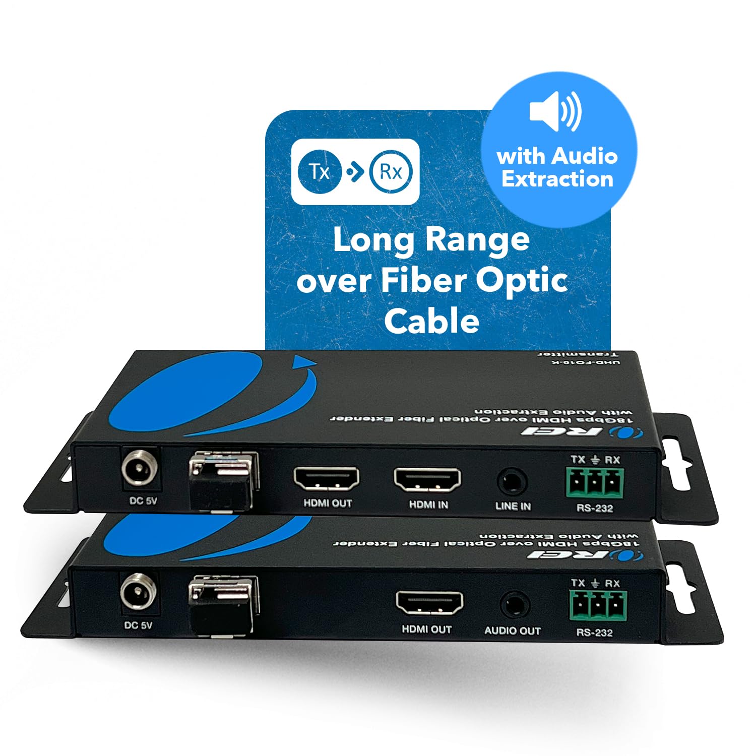 OREI 4K HDMI Over Fiber Optic Extender - Up to 10Km Range with Audio Extraction, Bi-Directional IR & RS-232 Control (UHD-FO10-K) - Perfect for Home Theater, Conference Rooms & Long-Distance AV Setups