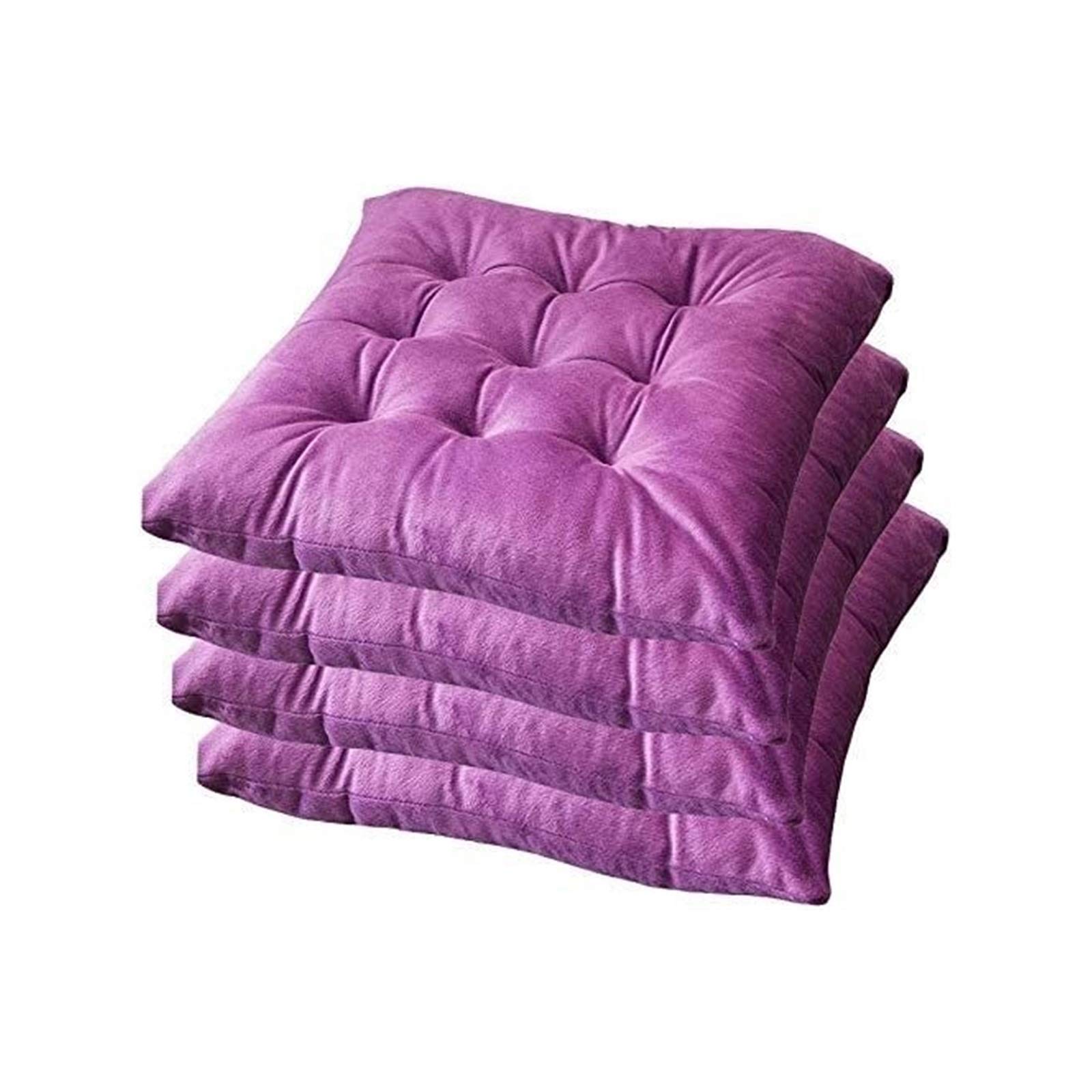 JASCOS 4-Pack Kitchen Chair Cushions with Ties - 16x16 Inch Non-Slip Seat Cushions for Dining, Office & Bar Stools - Soft Comfortable Chair Pads (Purple) - Perfect for Home, Restaurant & Cafe Use