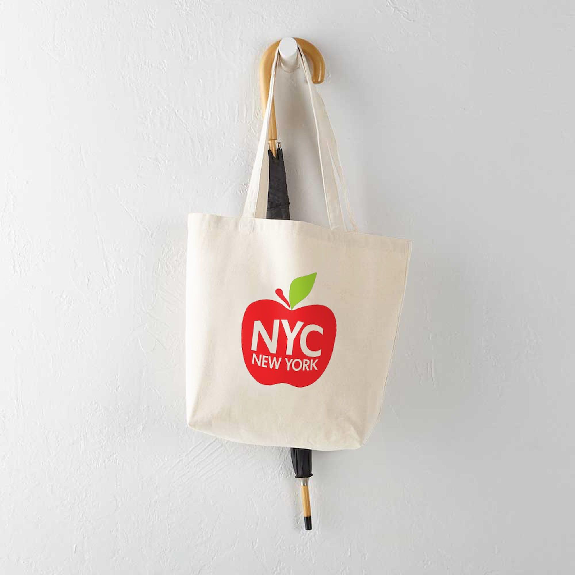 Big Apple Green NYC Tote Bag - Natural Canvas Reusable Shopping Bag for Groceries, Beach & Work | Eco-Friendly New York City Souvenir Gift