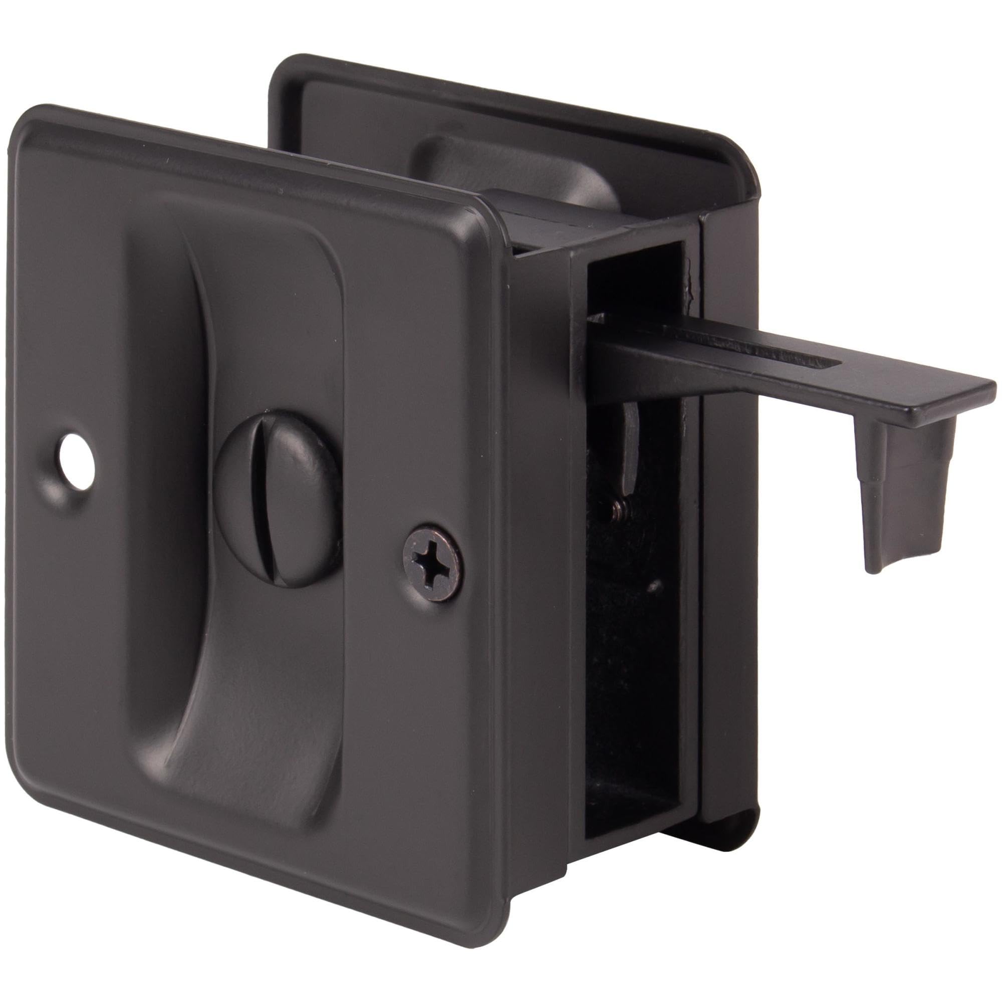 Square Pocket Door Lock with Privacy Latch - Matte Black Finish for Bedroom & Bathroom - Stone Harbor Hardware - Secure & Stylish Sliding Door Solution