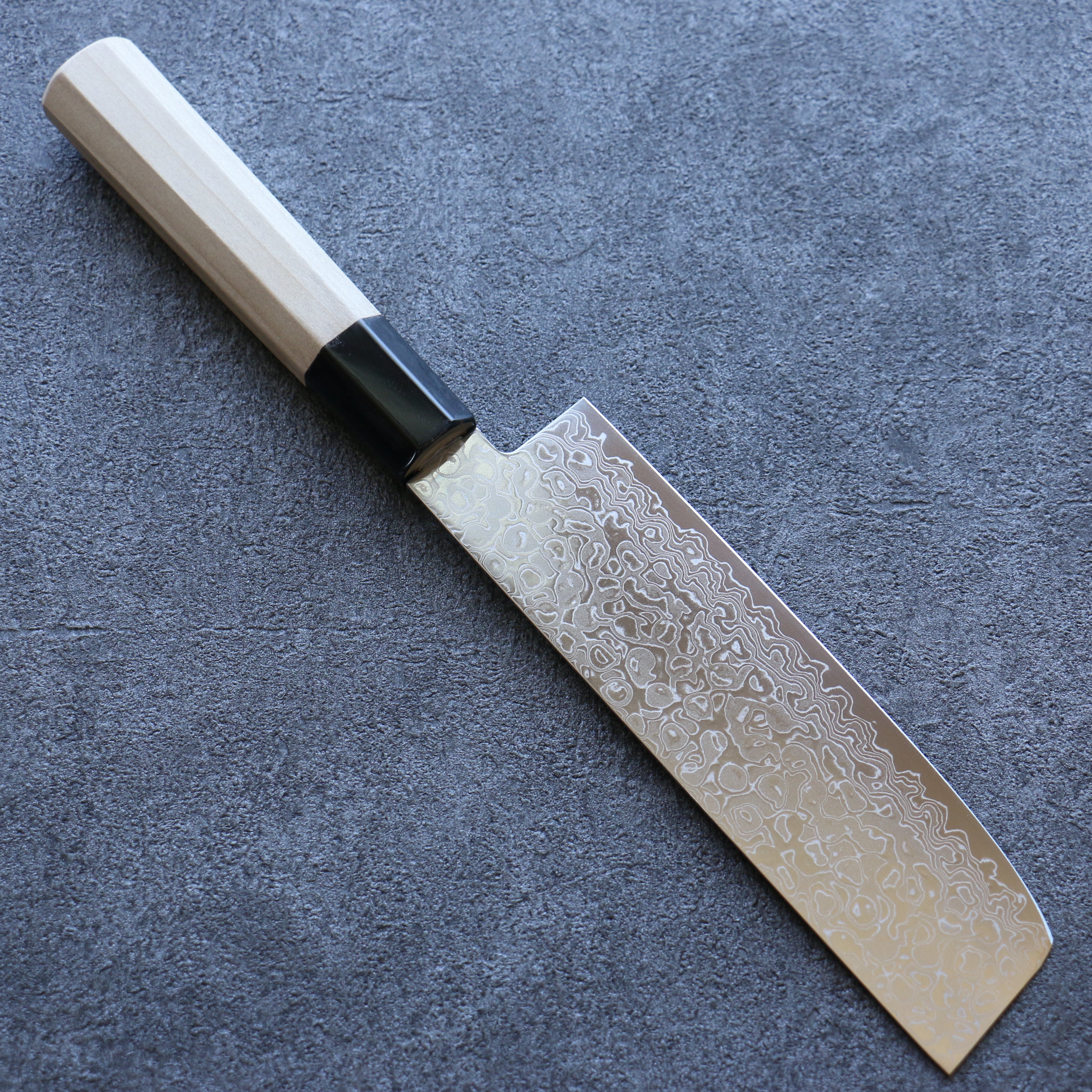 Premium Misuzu AUS10 Damascus Steel Nakiri Knife 165mm - Japanese Kitchen Knife with Magnolia Wood Handle - Perfect for Slicing Vegetables, Herbs & Sushi Preparation