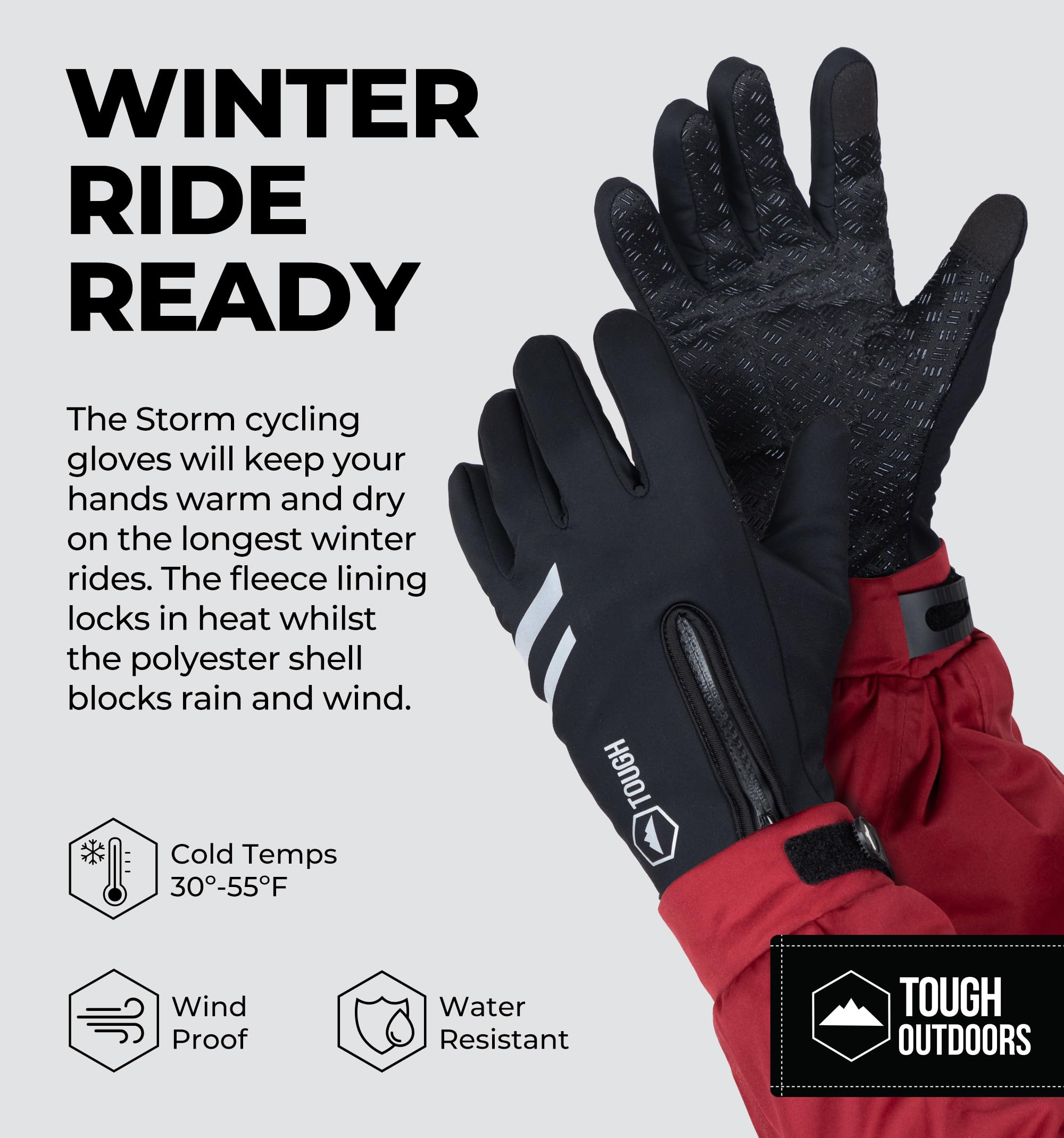 Winter Cycling Gloves for Cold Weather - Thermal Windproof Bike Gloves with Touchscreen Compatibility - Warm MTB & Dirt Bike Gloves for Winter Riding - Perfect for Commuting, Mountain Biking & Outdoor Sports
