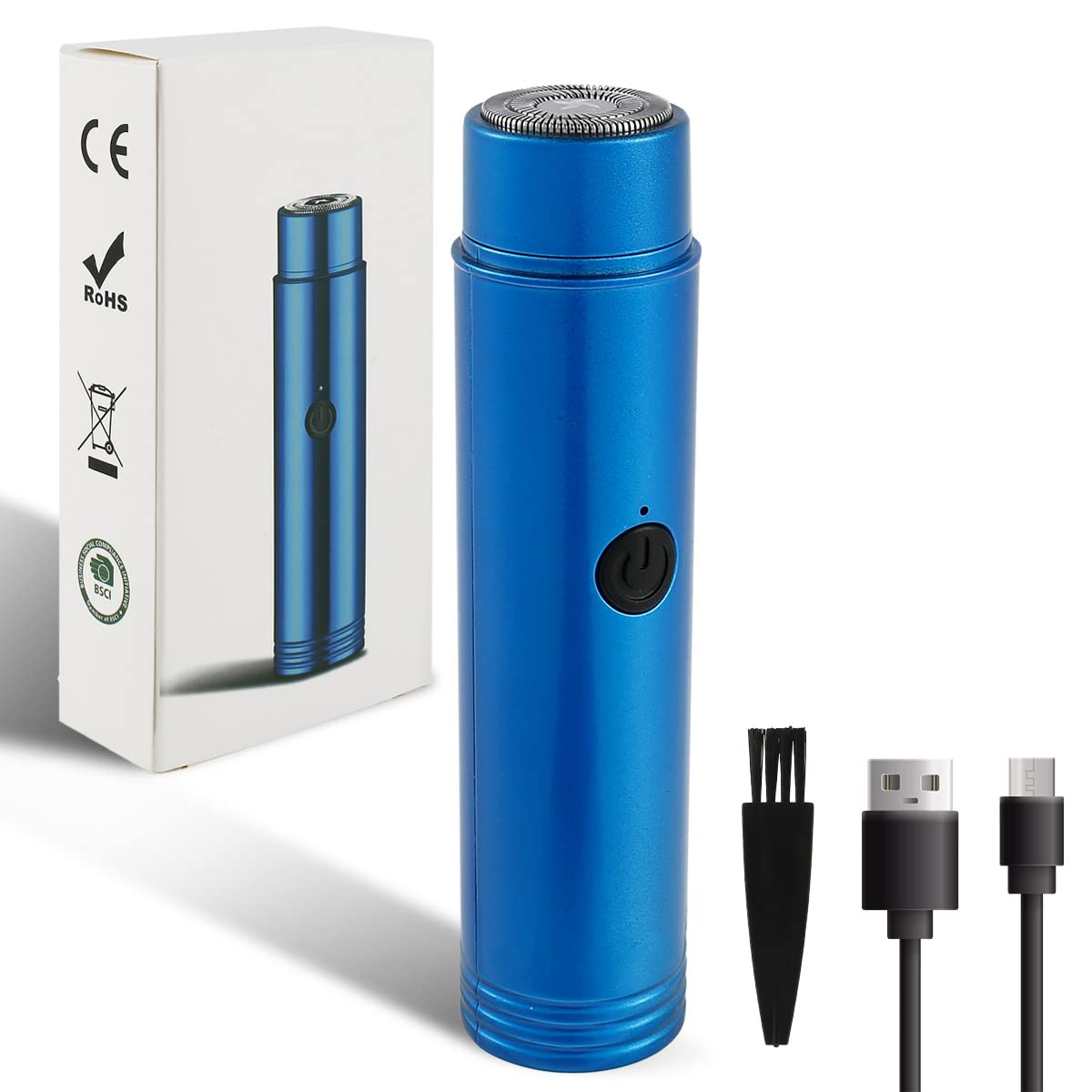 HANPENGFEI LTD Electric Razor for Men - Portable USB Rechargeable Waterproof IPX7 Shaver with Fast Charging & Low Noise - Blue Beard Trimmer for Travel, Gym & Daily Grooming