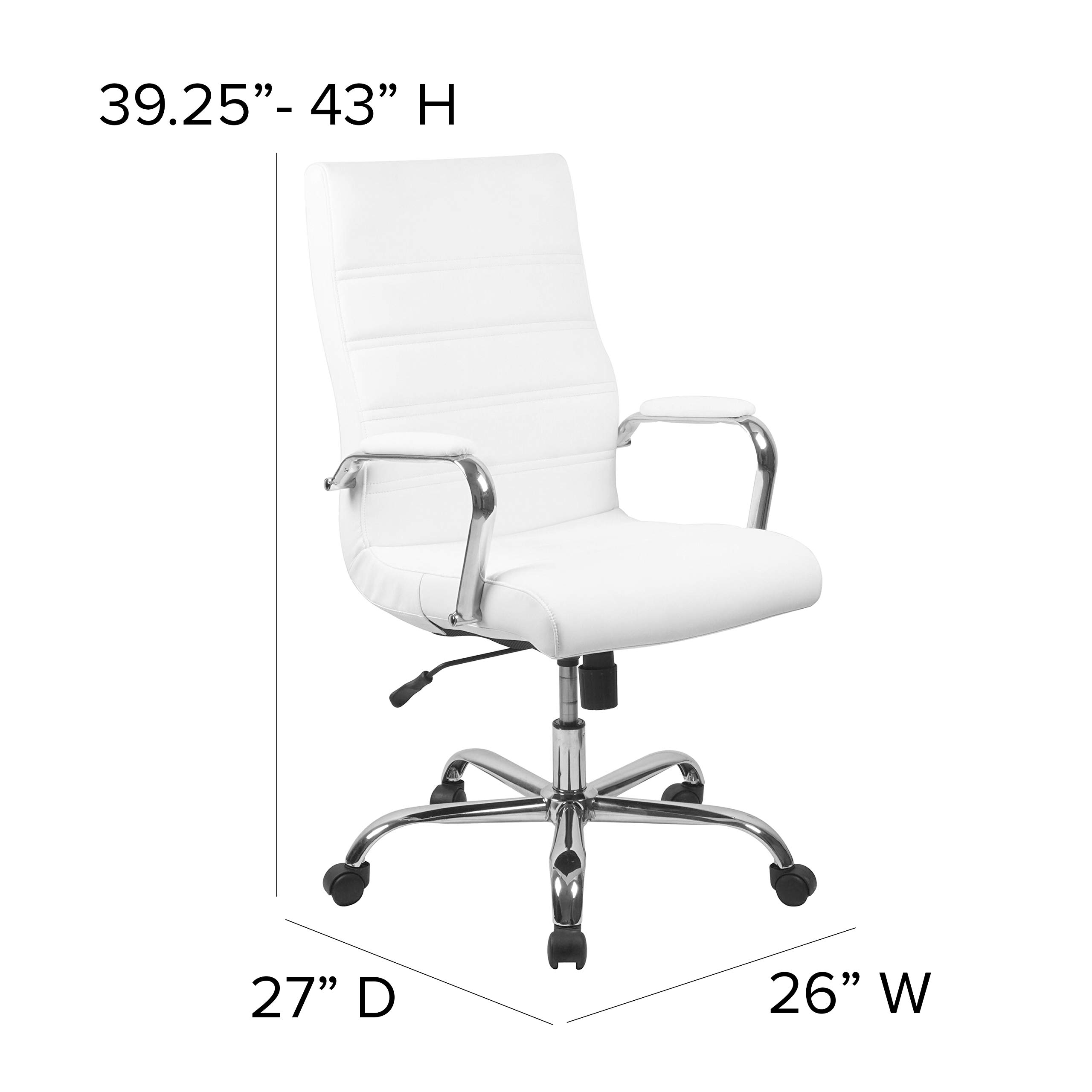 Whitney High-Back LeatherSoft Office Chair - Adjustable Swivel Desk Chair with Armrests for Home & Office Workspace
