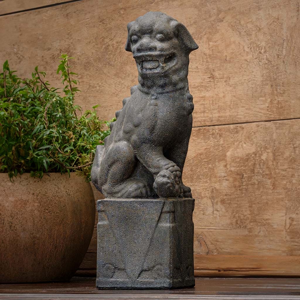Campania International Nara Foo Dog Left Male Garden Statue - Outdoor Asian Inspired Decor for Patio, Garden & Home Entrance