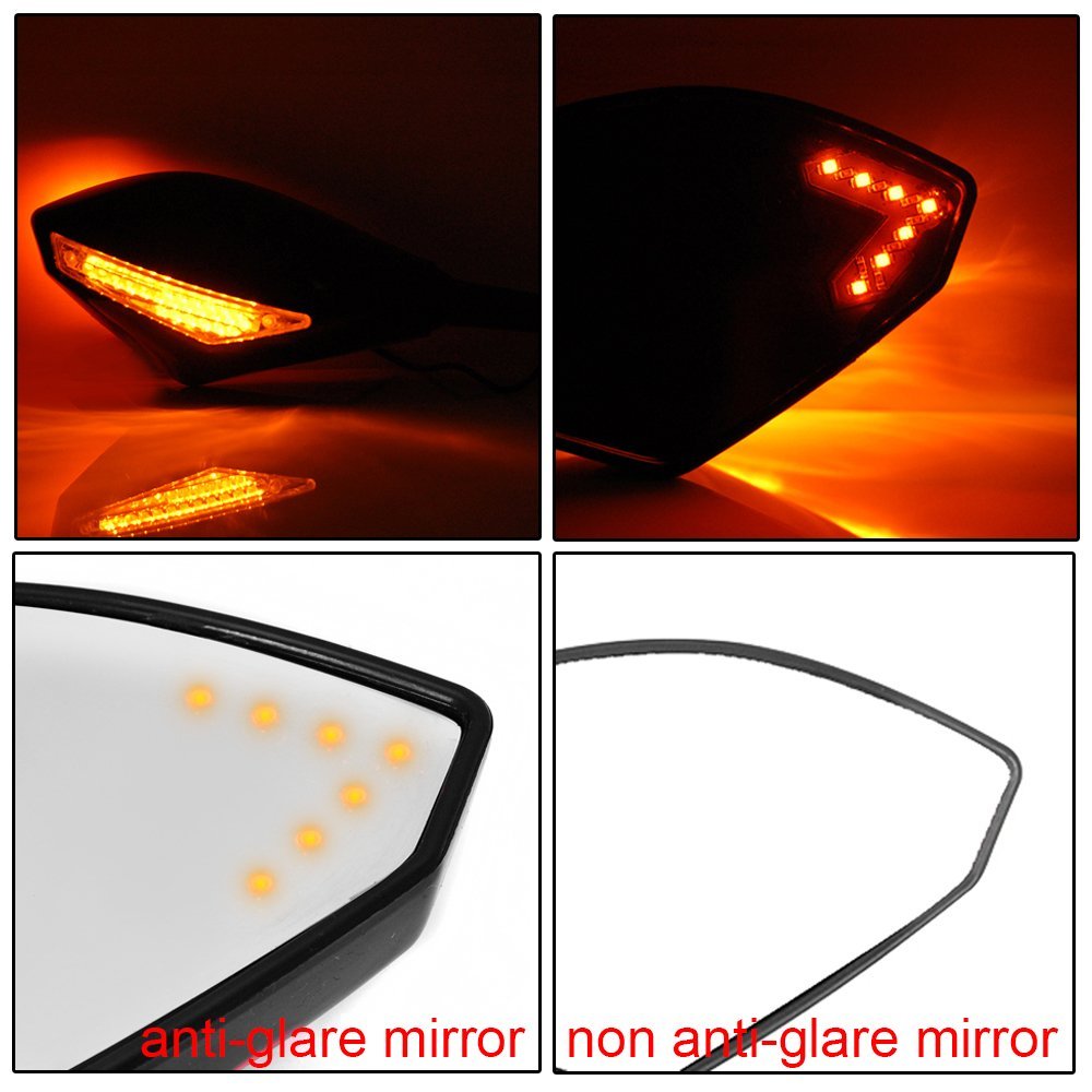 Smoke Lens Black Integrated Amber LED Turn Signal Blinker Rearview Side Mirrors for Honda CBR 600 929 954 1000 XX RR F1 F4 F4i - Enhanced Safety & Style for Motorcycle Riders