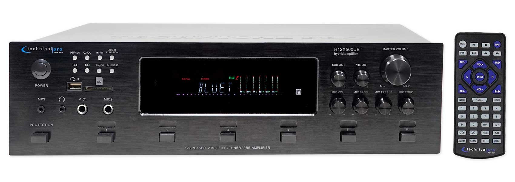 Technical Pro 6-Zone Audio Receiver with 4 Black 3.5