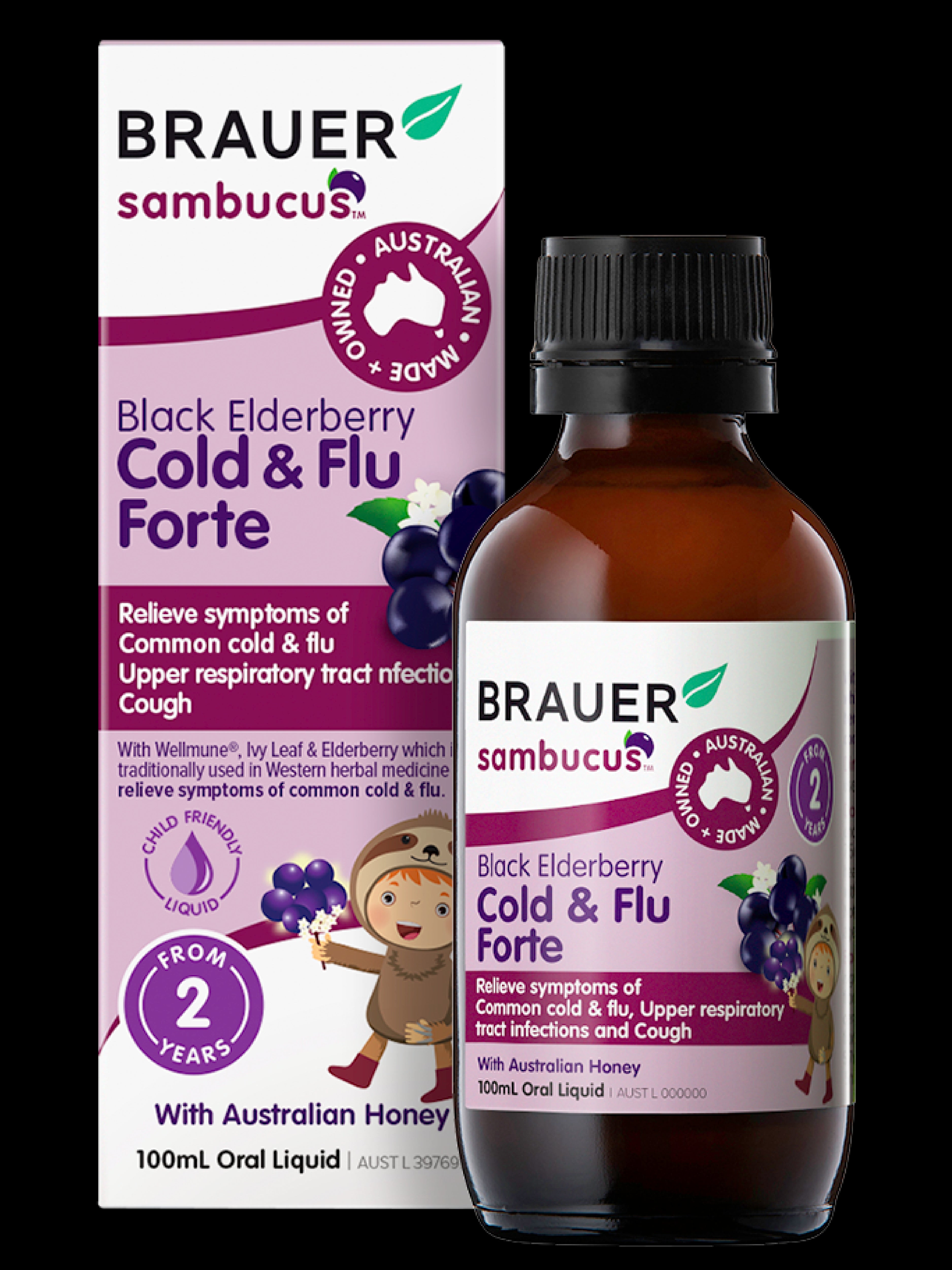 Brauer Sambucus Black Elderberry Syrup for Kids - Immune Support for Cold & Flu Relief - Natural Berry Flavor for Daily Wellness & Seasonal Health