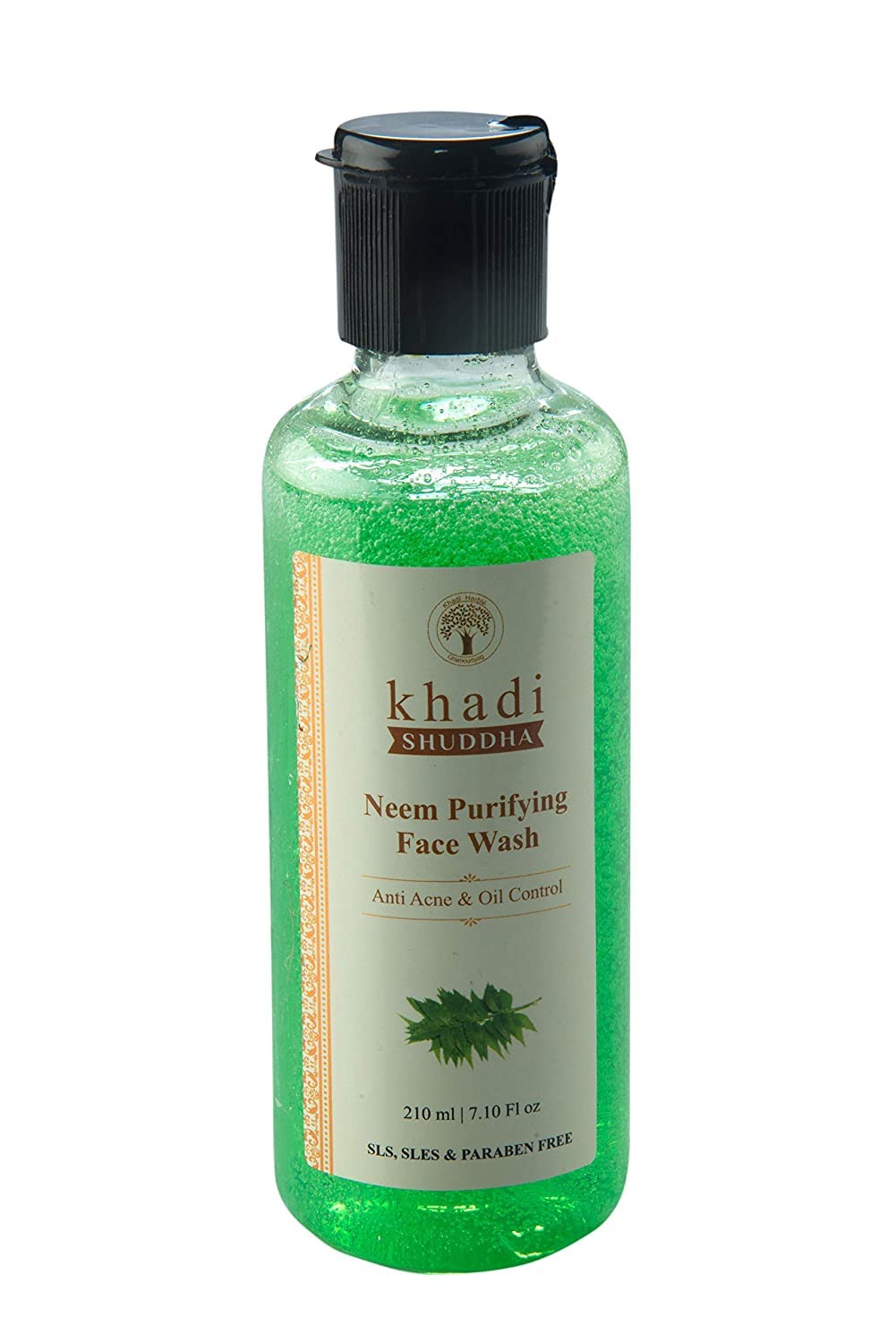 Khadi Shuddha Neem Purifying Face Wash 210ml - SLS, SLES & Paraben Free, Natural Green Formula for Clear Skin | Deep Cleansing & Acne Control for Daily Skincare Routine