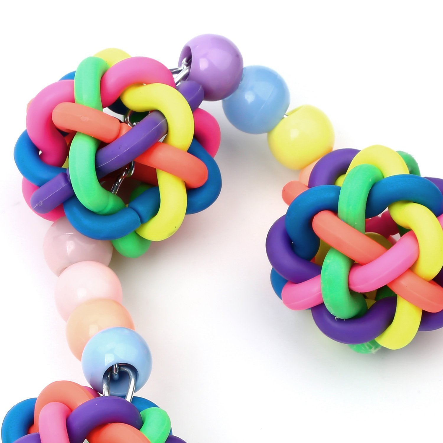 Colorful Parrot Chew Toys with Bells - Round Bead Bird Cage Toys for Small Parakeets, Cockatiels & Conures | Perfect for Playtime, Training & Mental Stimulation