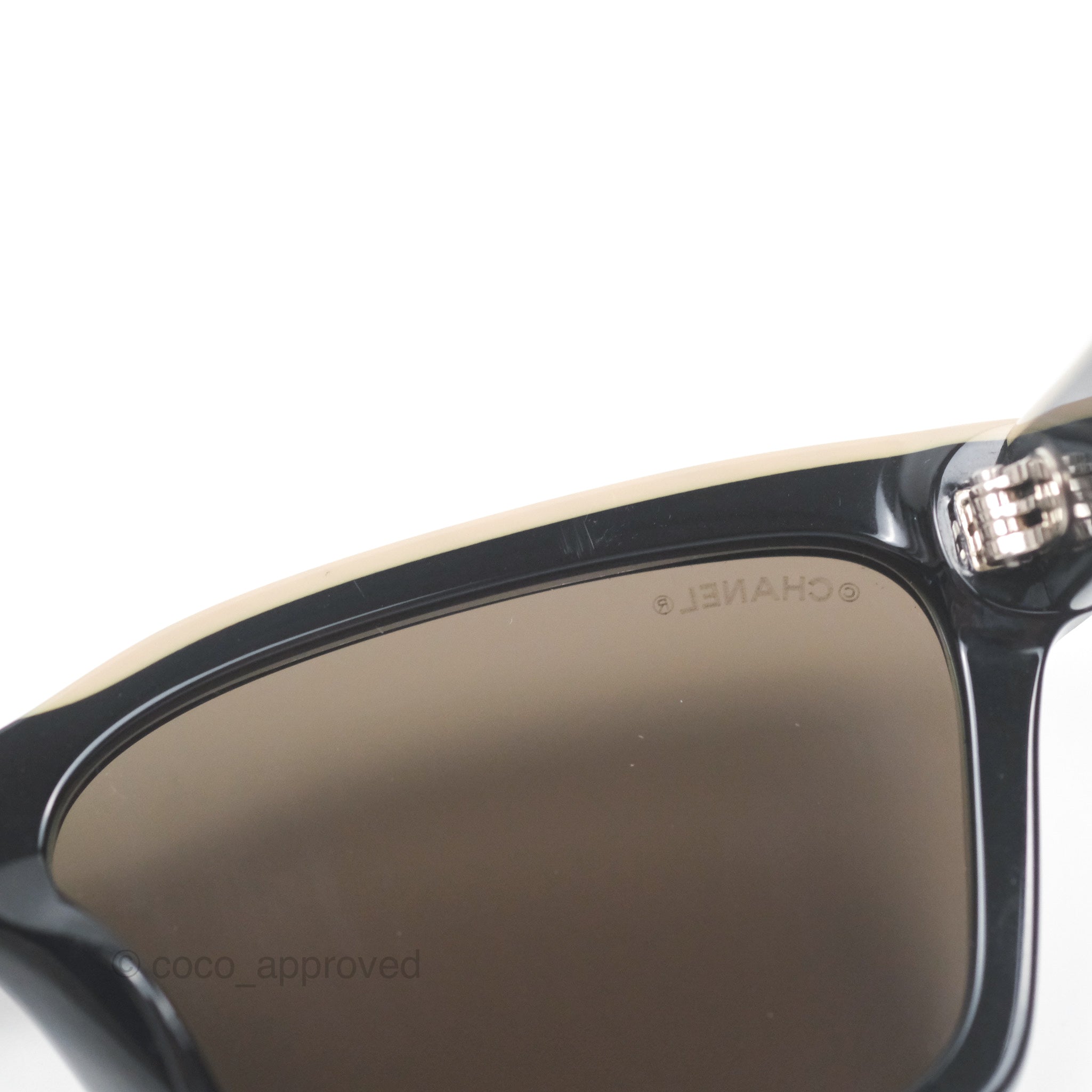 Chanel Acetate Square Sunglasses for Women - Classic Black/Beige Frame with UV Protection - Perfect for Beach, Driving & Fashion Outfits